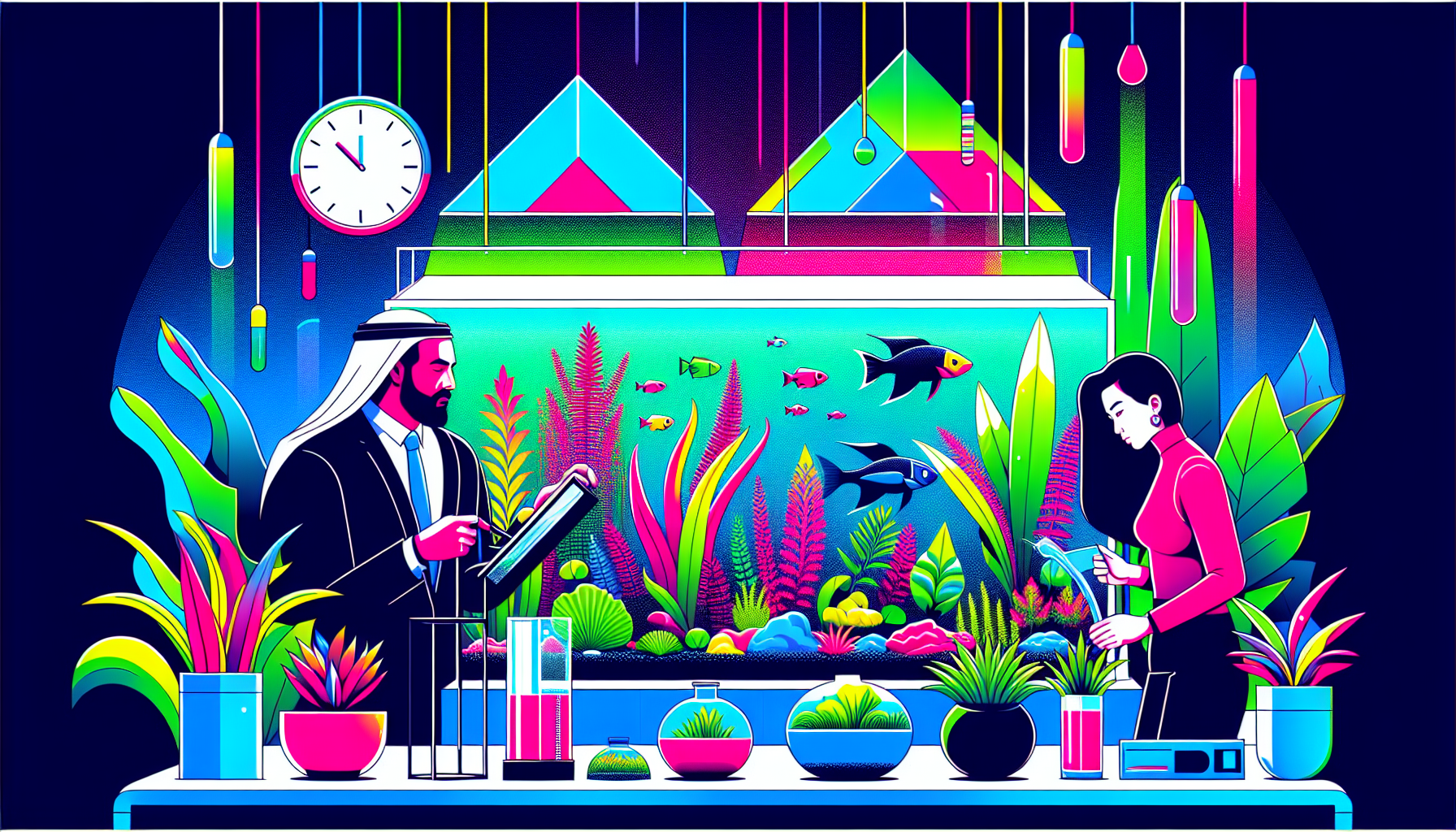 Modern flat design aquascaping illustration for undefined