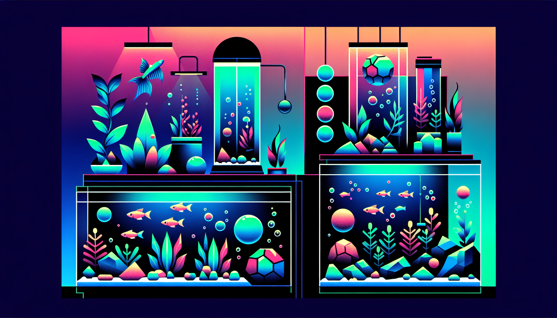 Modern flat design aquascaping illustration for undefined