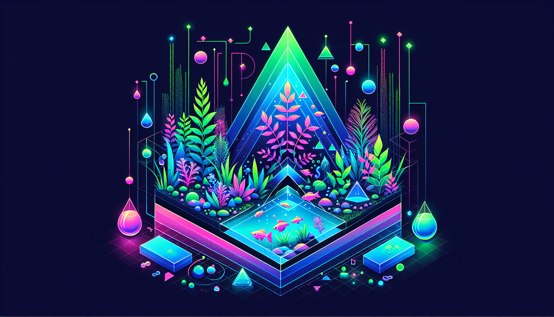 Modern flat design aquascaping illustration for undefined
