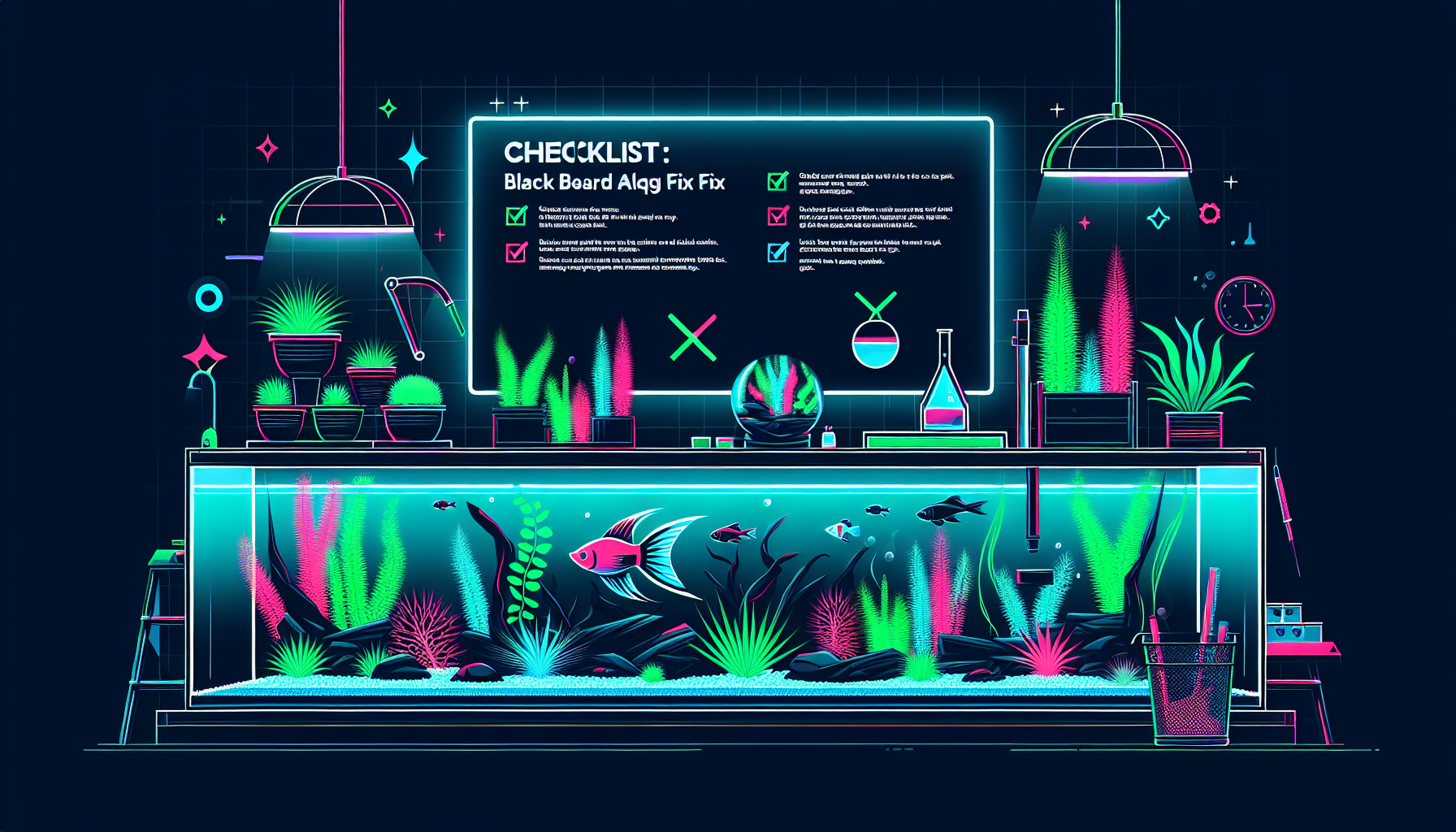 Modern flat design aquascaping illustration for undefined