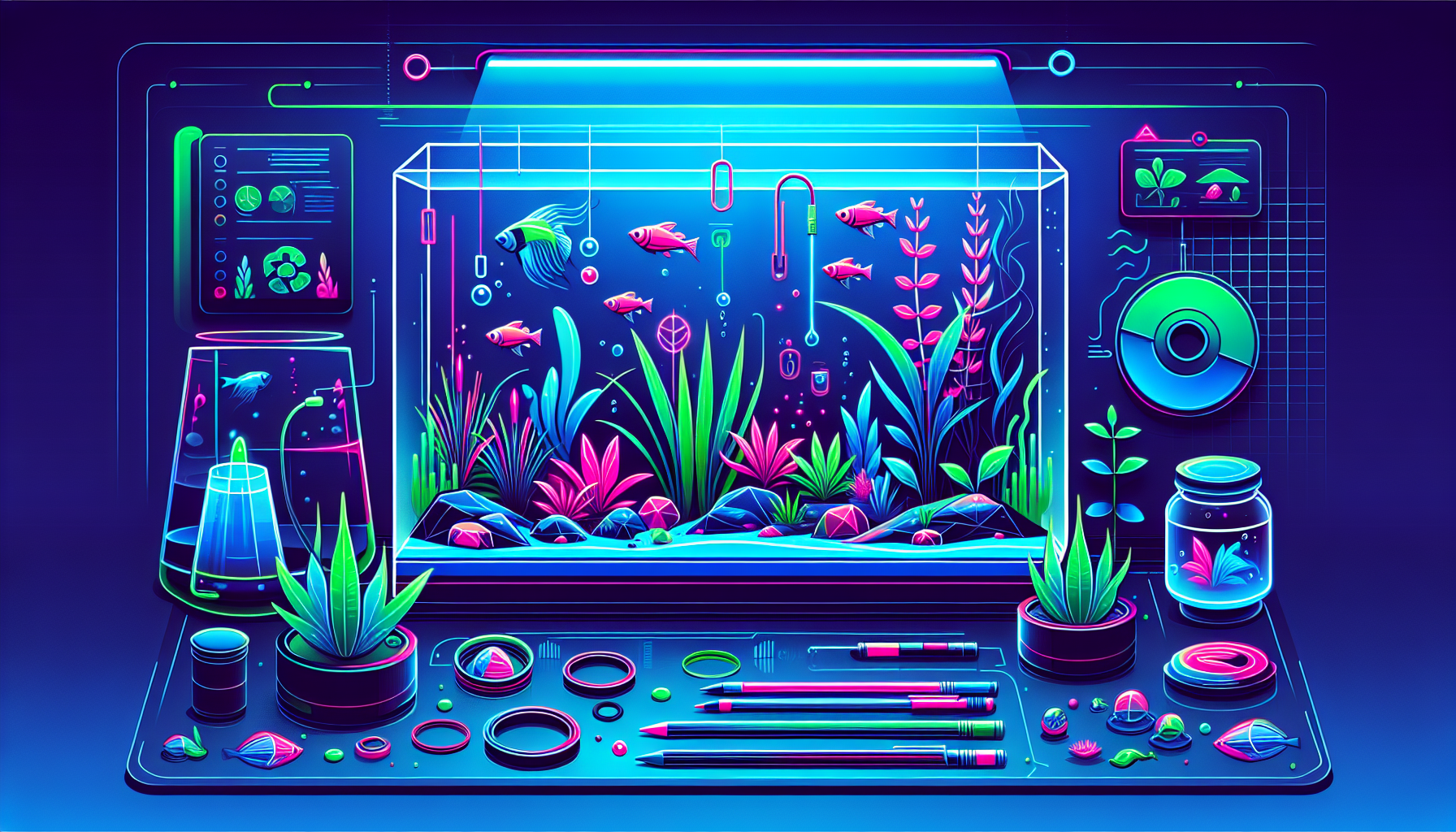 Modern flat design aquascaping illustration for undefined