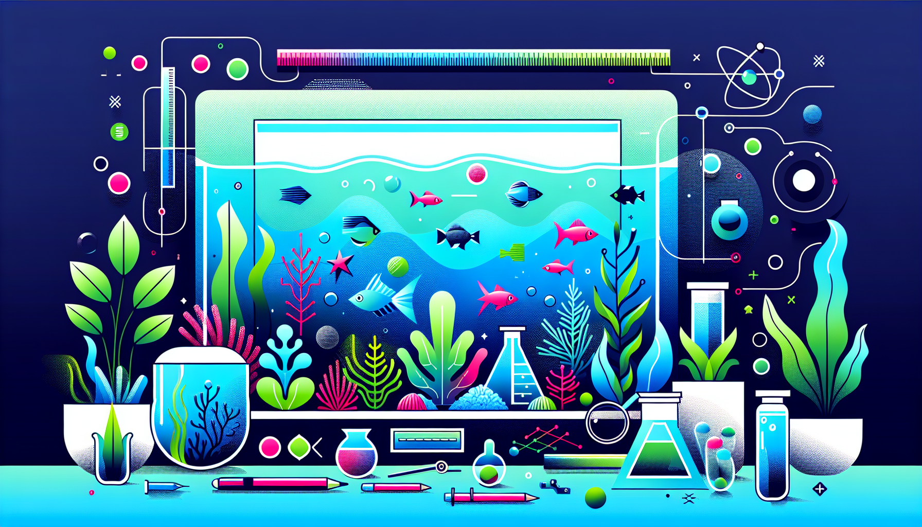 Modern flat design aquascaping illustration for undefined