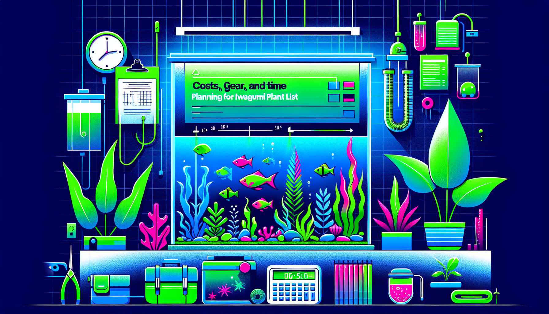 Modern flat design aquascaping illustration for undefined