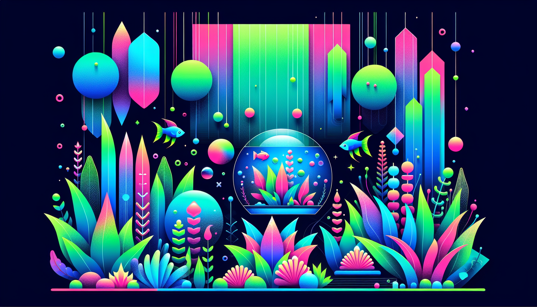 Modern flat design aquascaping illustration for undefined