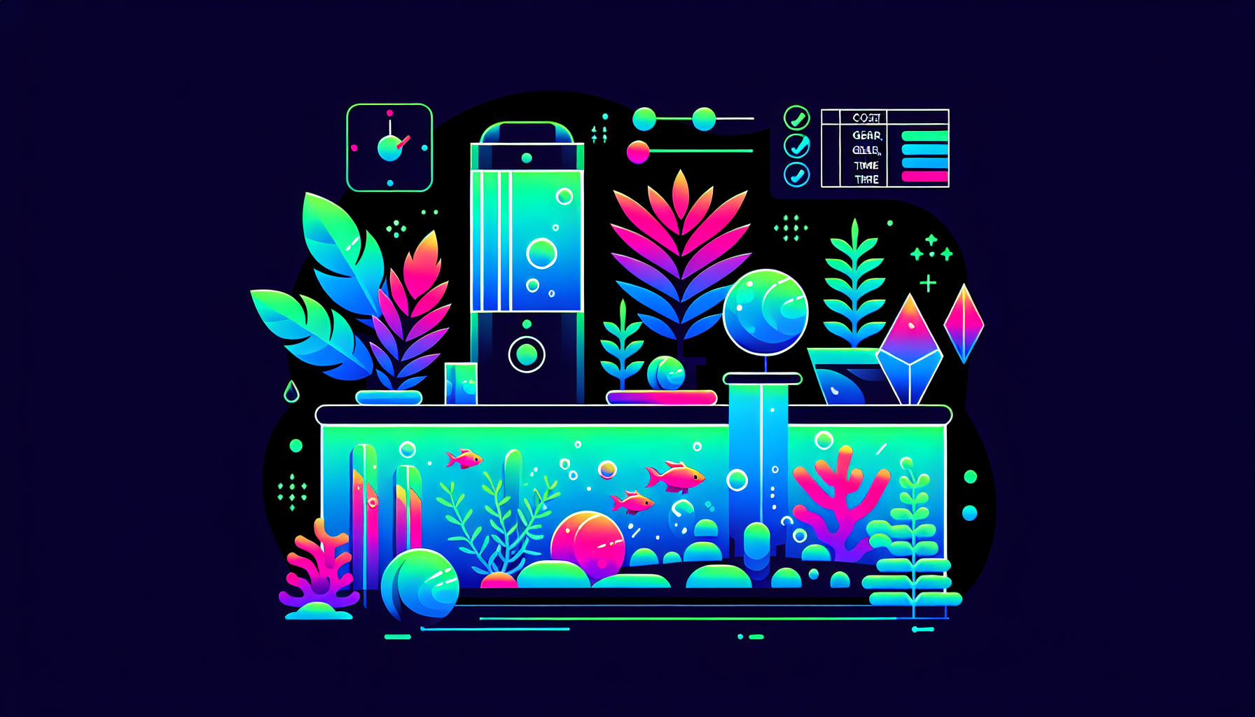 Modern flat design aquascaping illustration for undefined