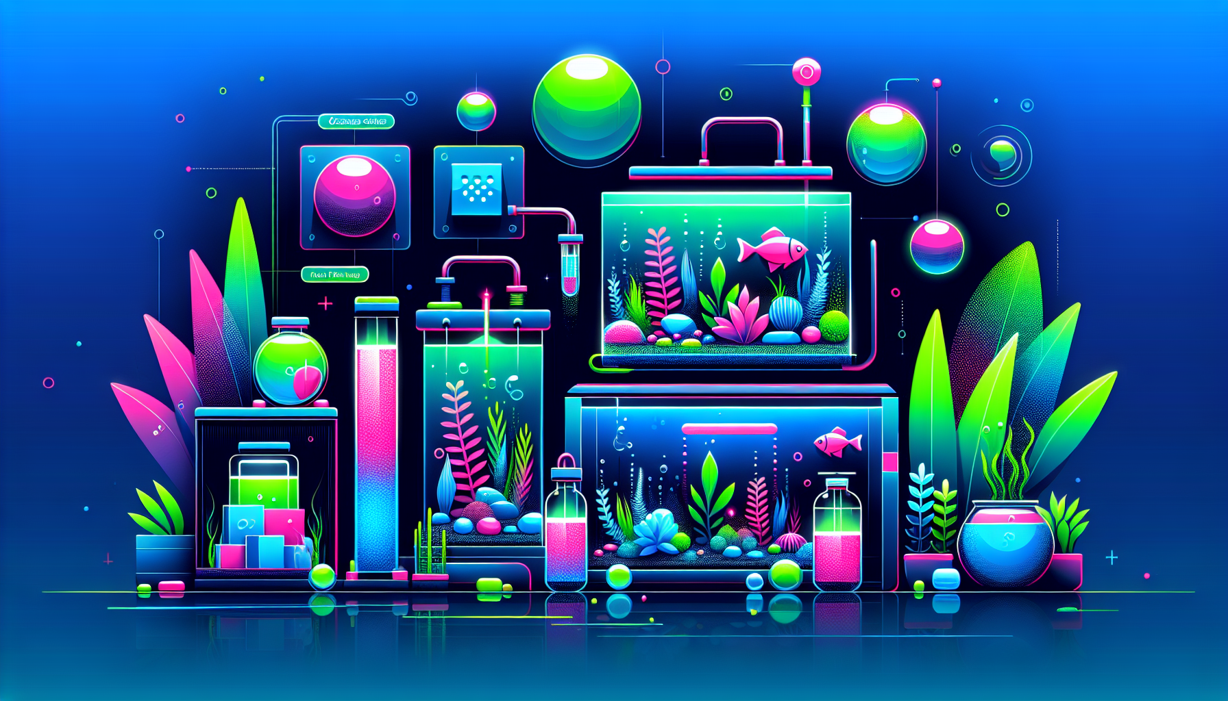 Modern flat design aquascaping illustration for undefined