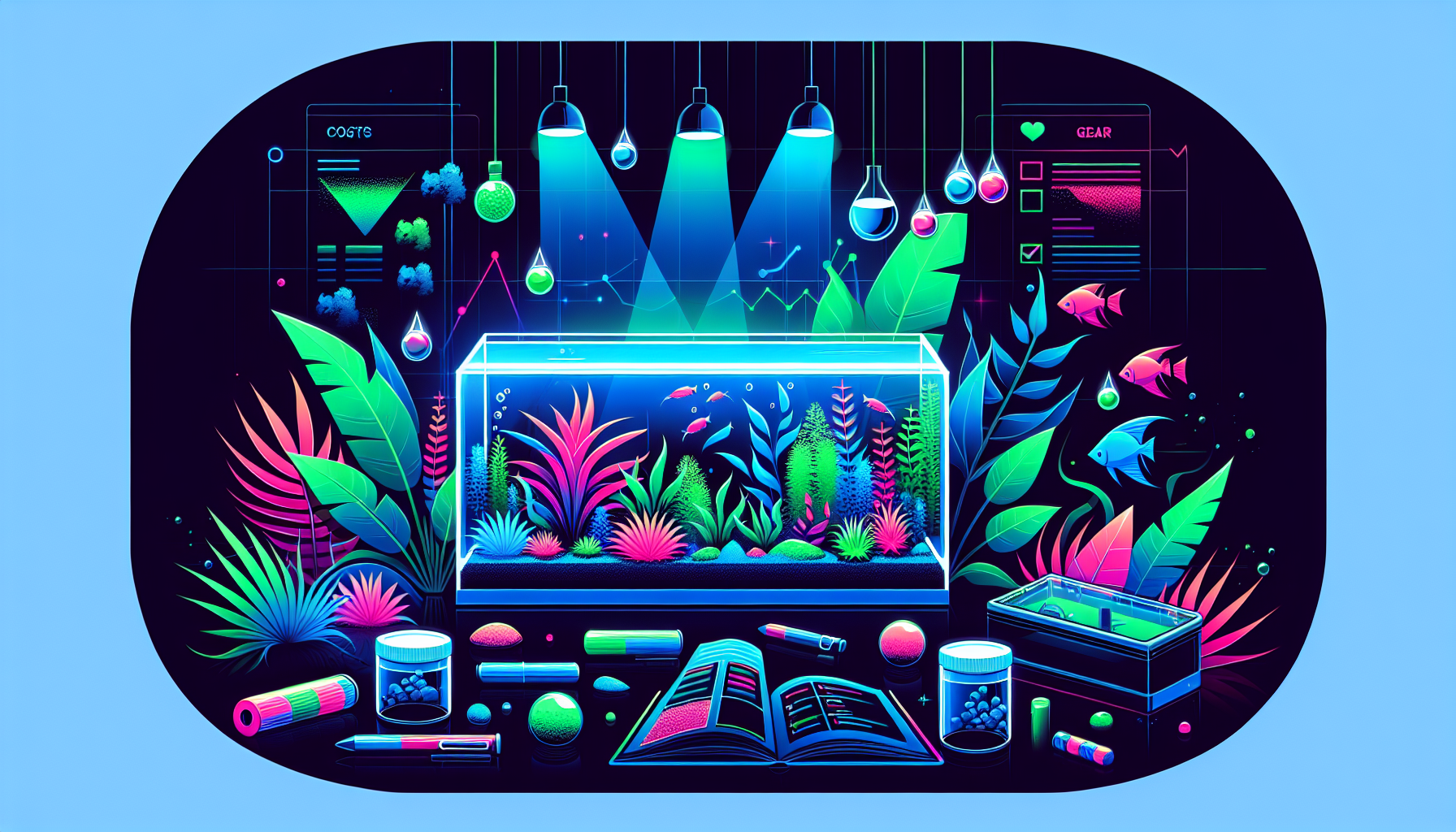 Modern flat design aquascaping illustration for undefined
