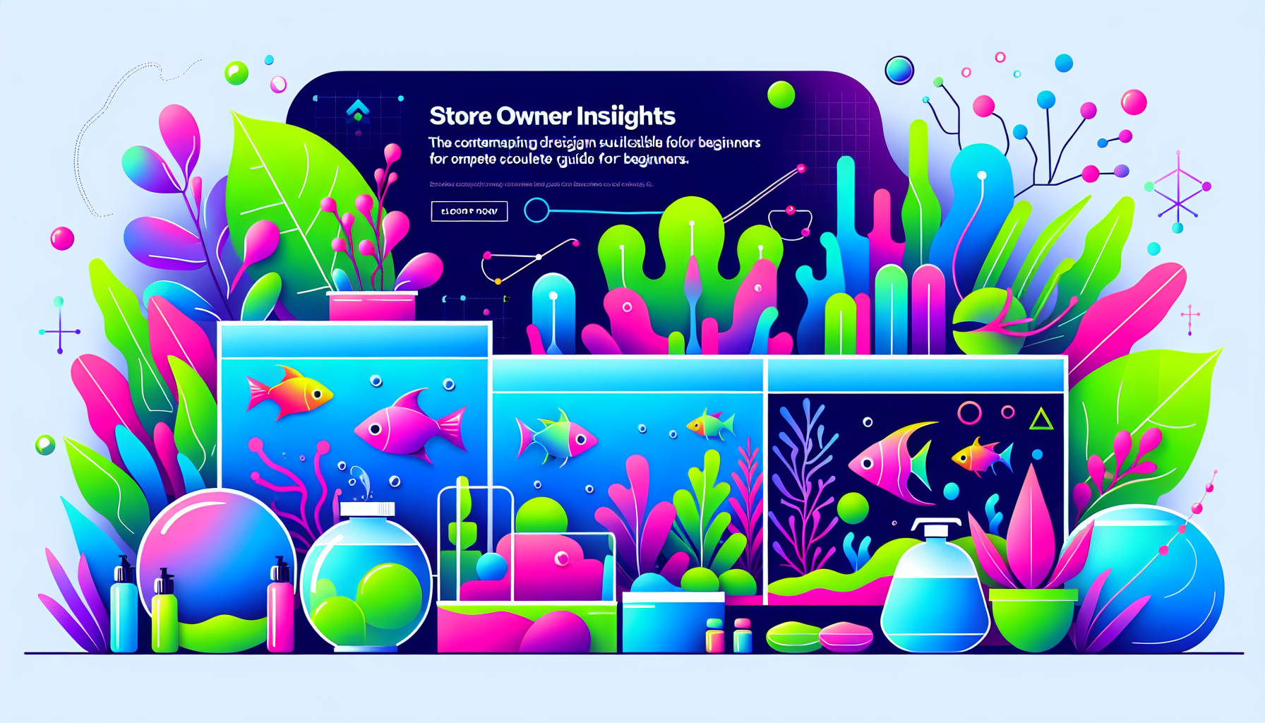 Modern flat design aquascaping illustration for undefined
