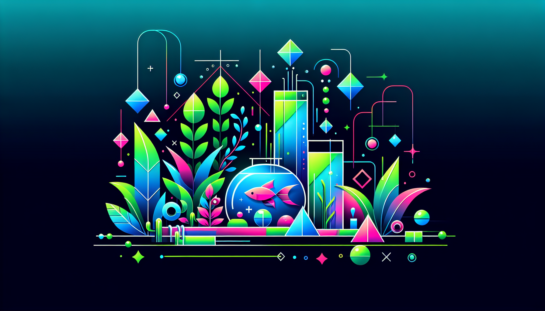 Modern flat design aquascaping illustration for undefined