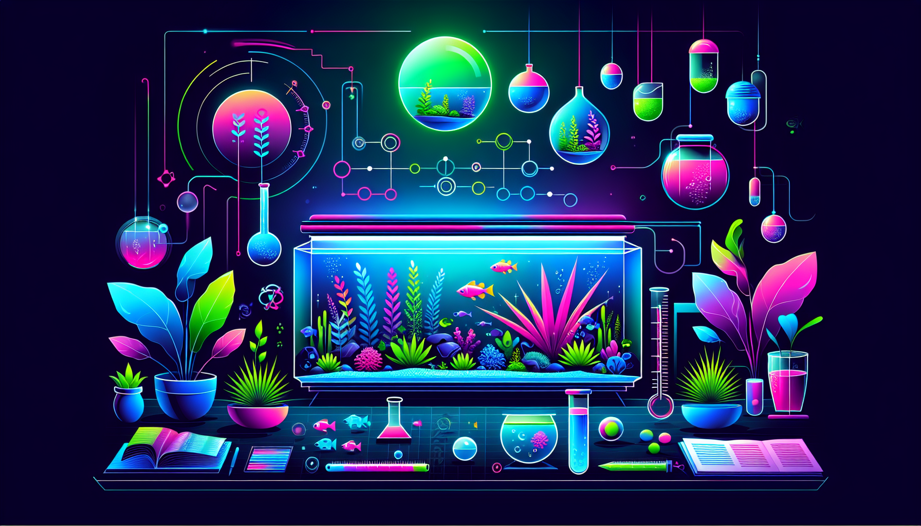 Modern flat design aquascaping illustration for undefined
