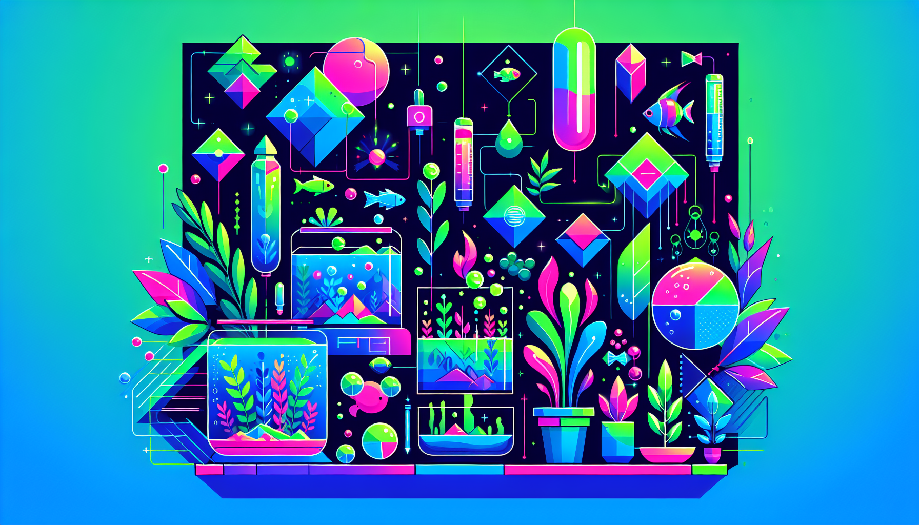 Modern flat design aquascaping illustration for undefined