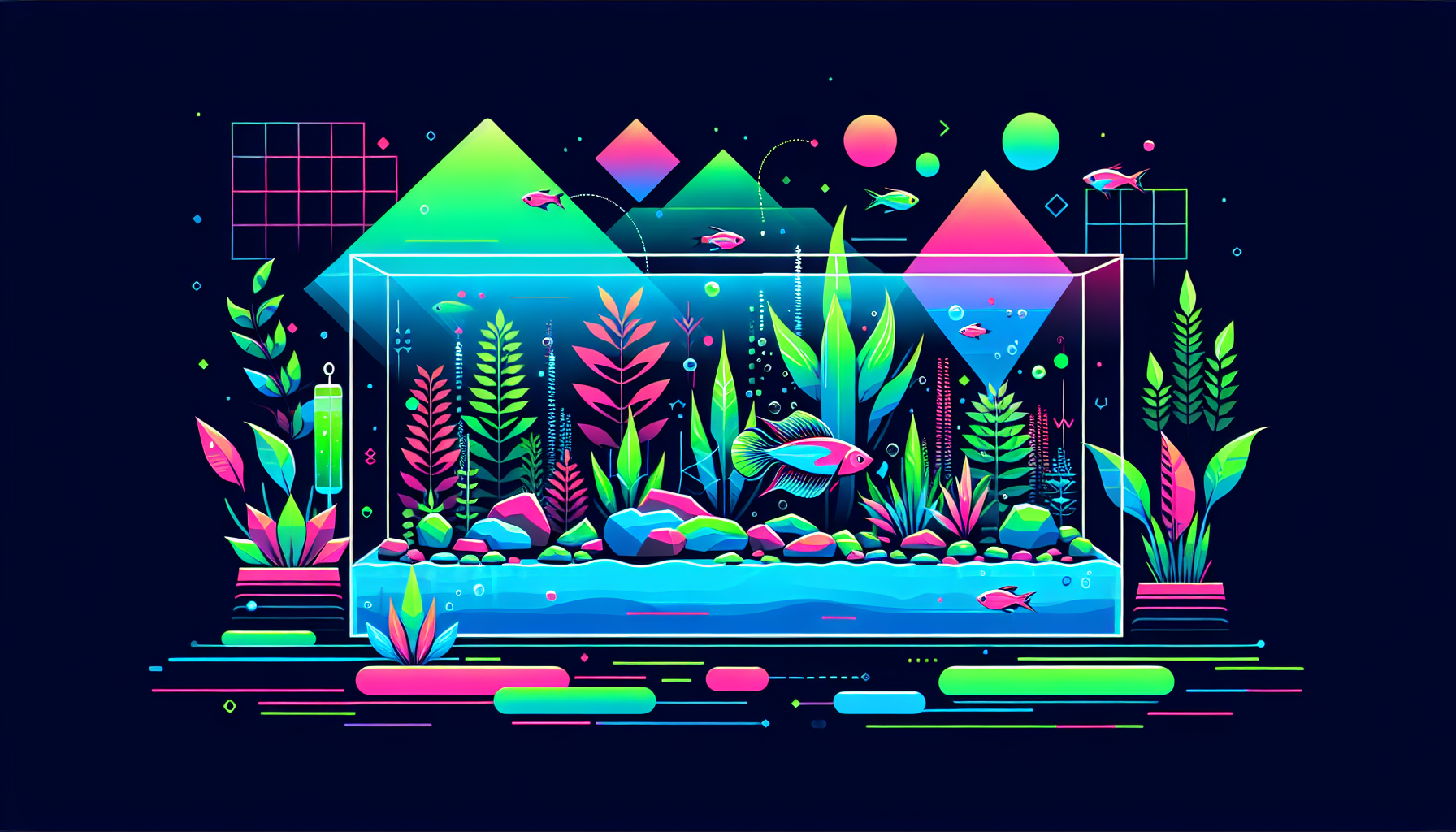 Modern flat design aquascaping illustration for undefined