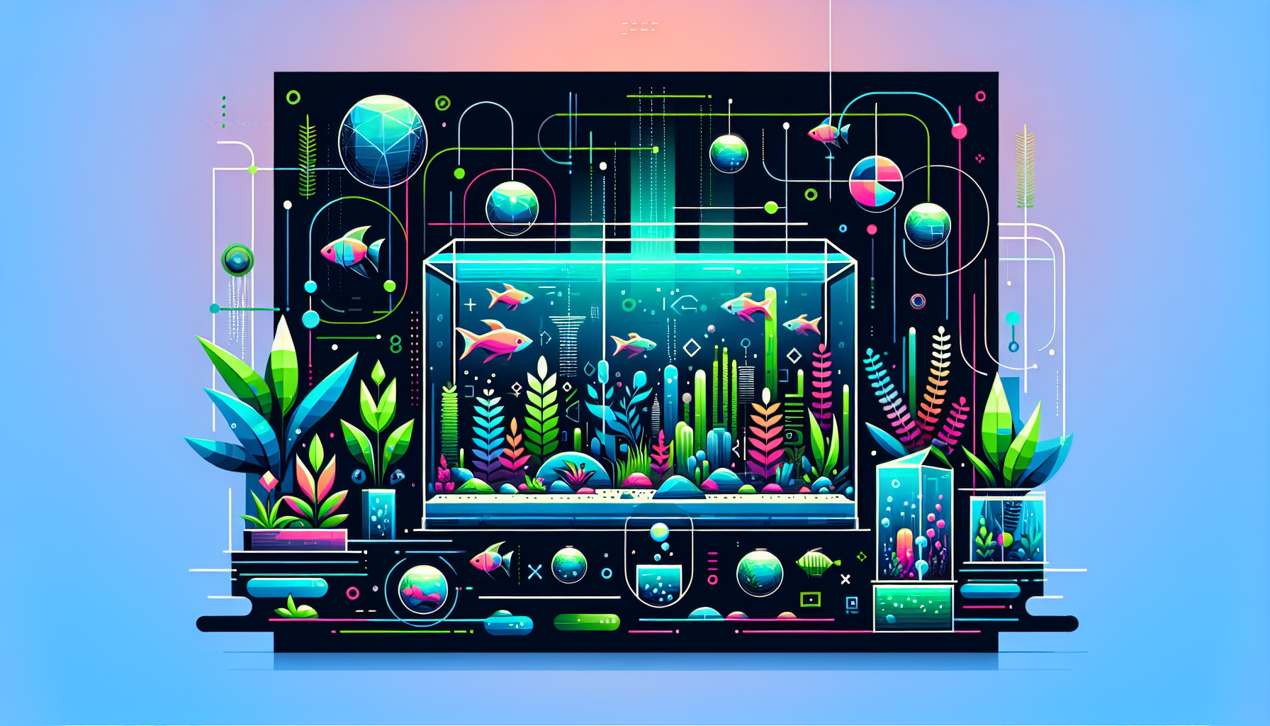 Modern flat design aquascaping illustration for undefined