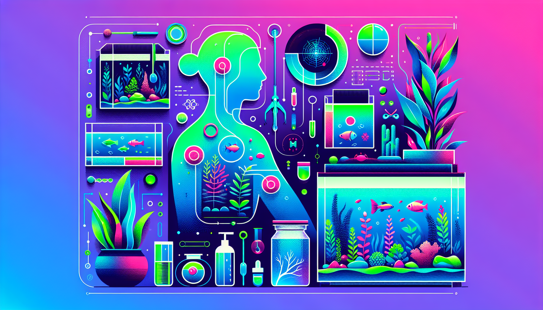 Modern flat design aquascaping illustration for undefined
