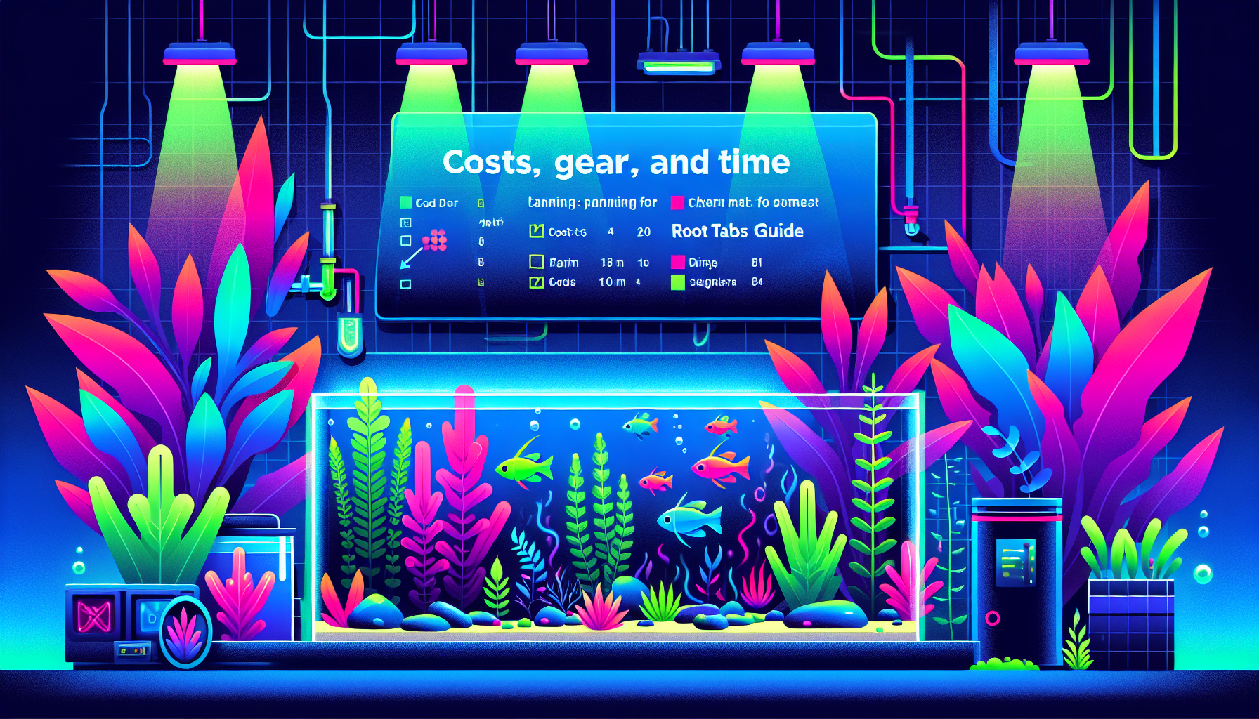 Modern flat design aquascaping illustration for undefined