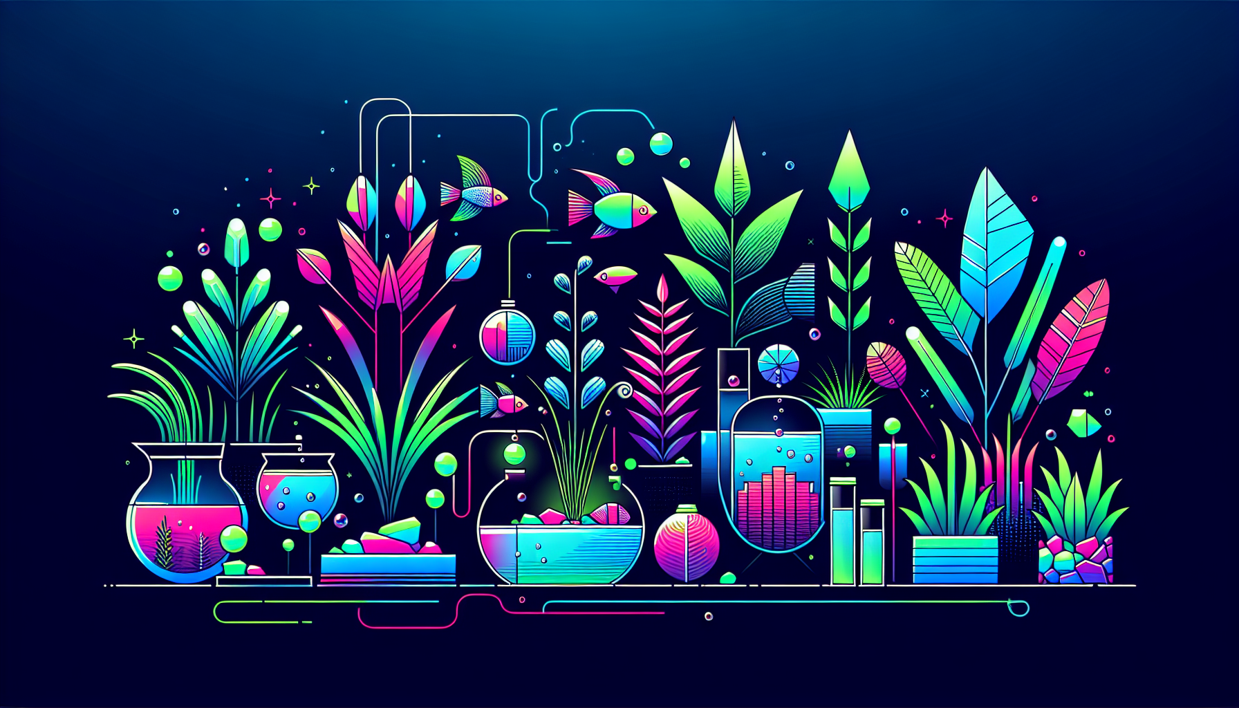 Modern flat design aquascaping illustration for undefined