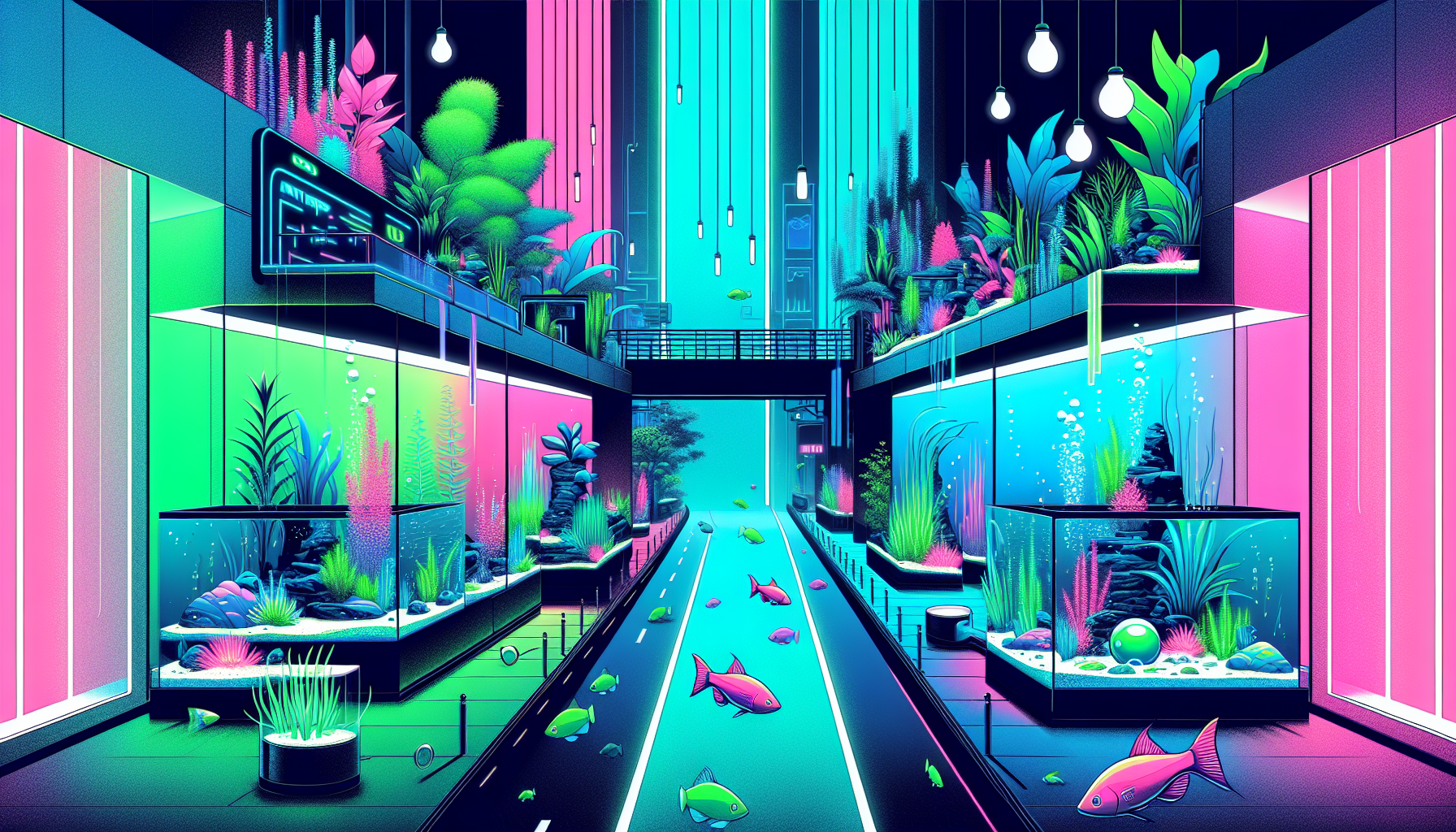 Modern flat design aquascaping illustration for undefined