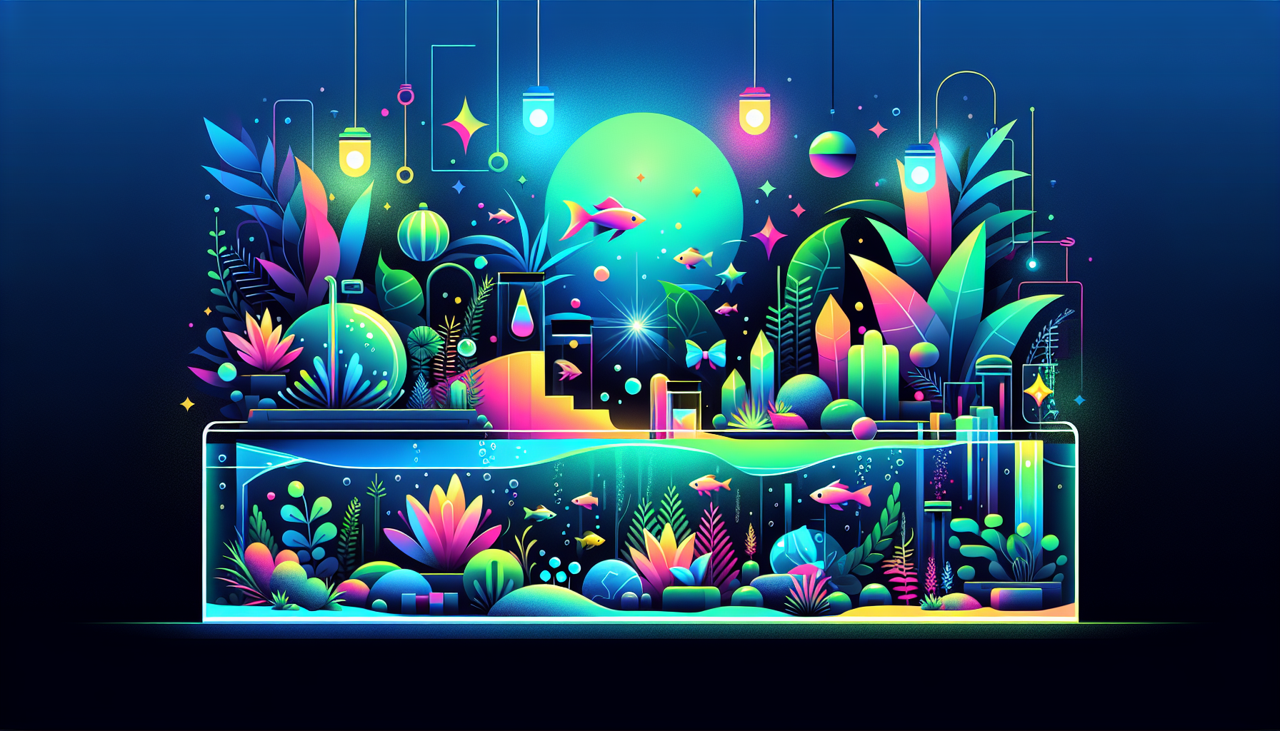 Modern flat design aquascaping illustration for undefined
