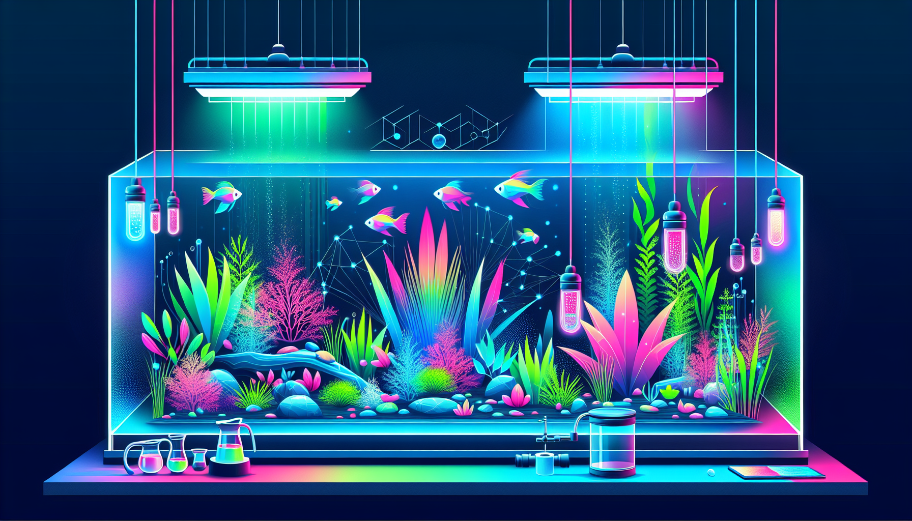 Modern flat design aquascaping illustration for undefined