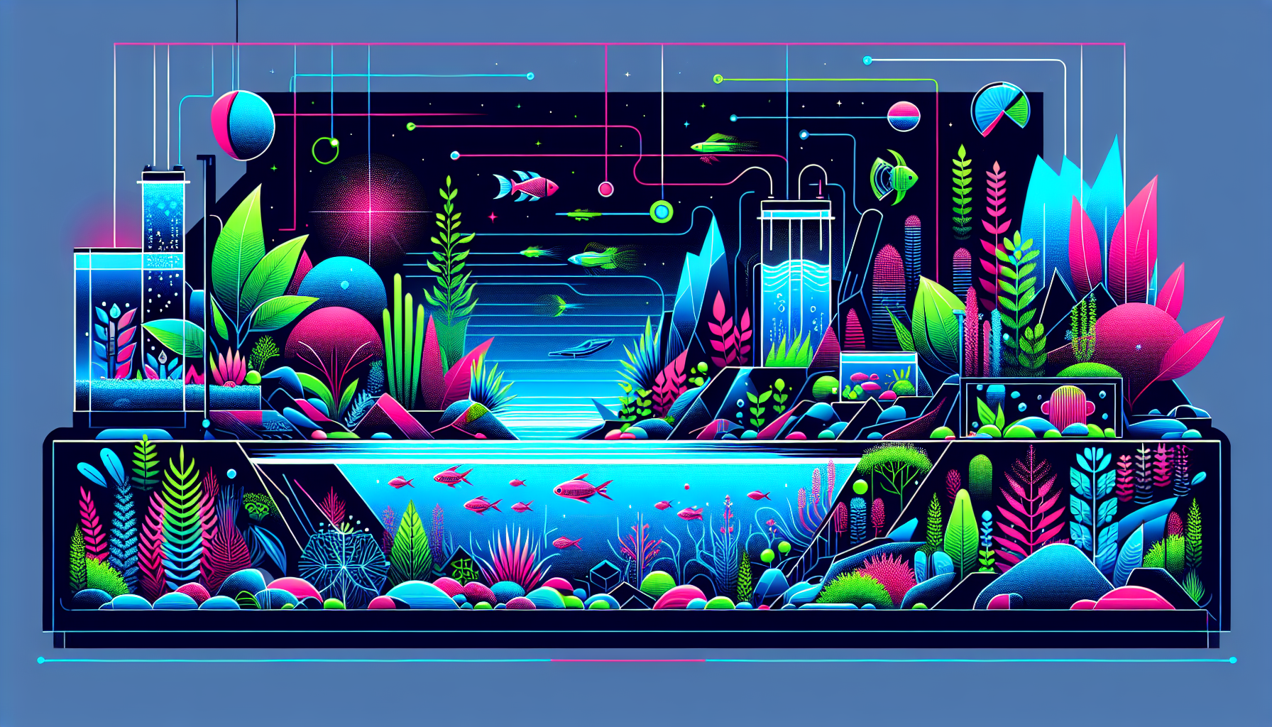 Modern flat design aquascaping illustration for undefined