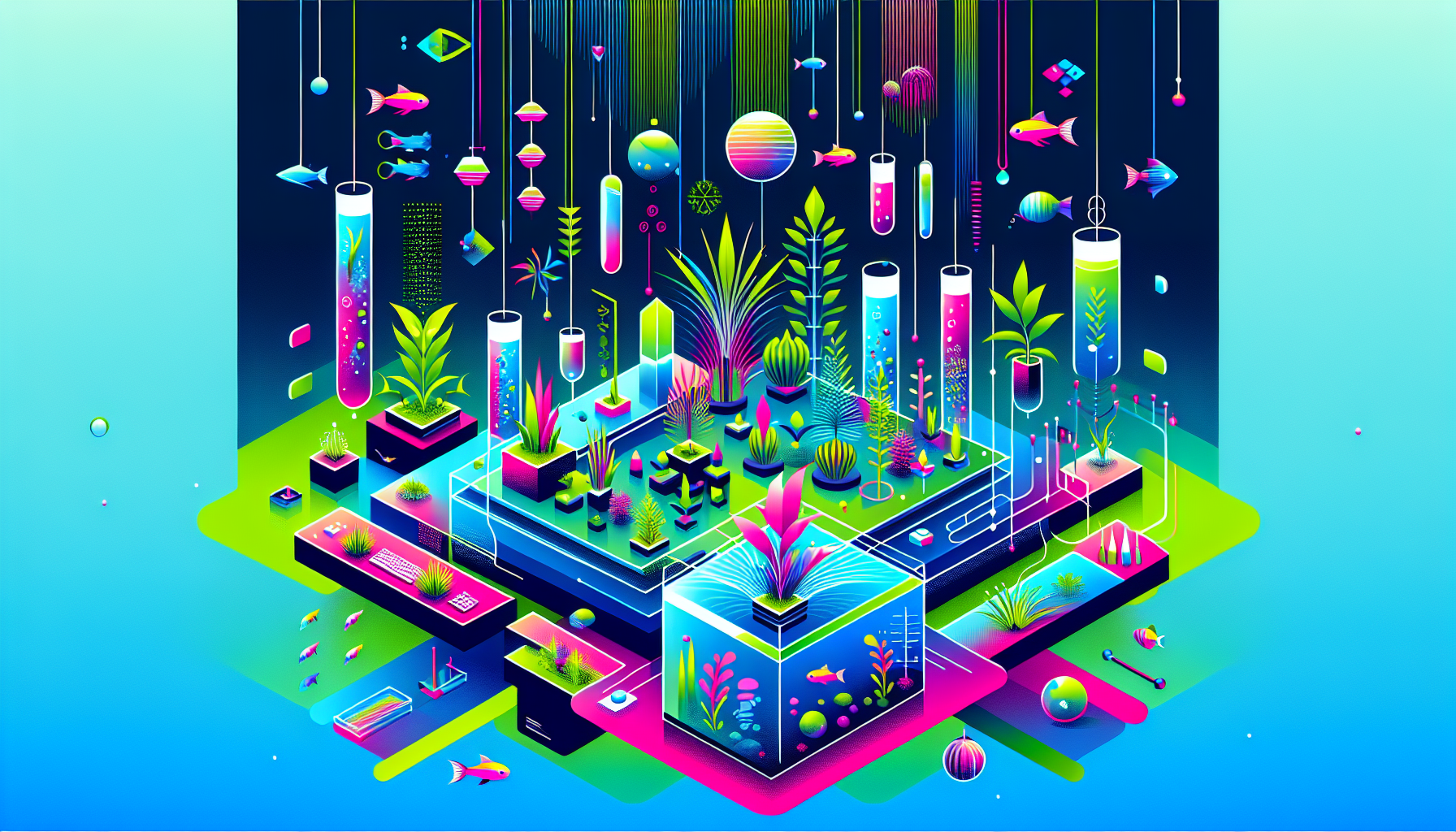 Modern flat design aquascaping illustration for undefined