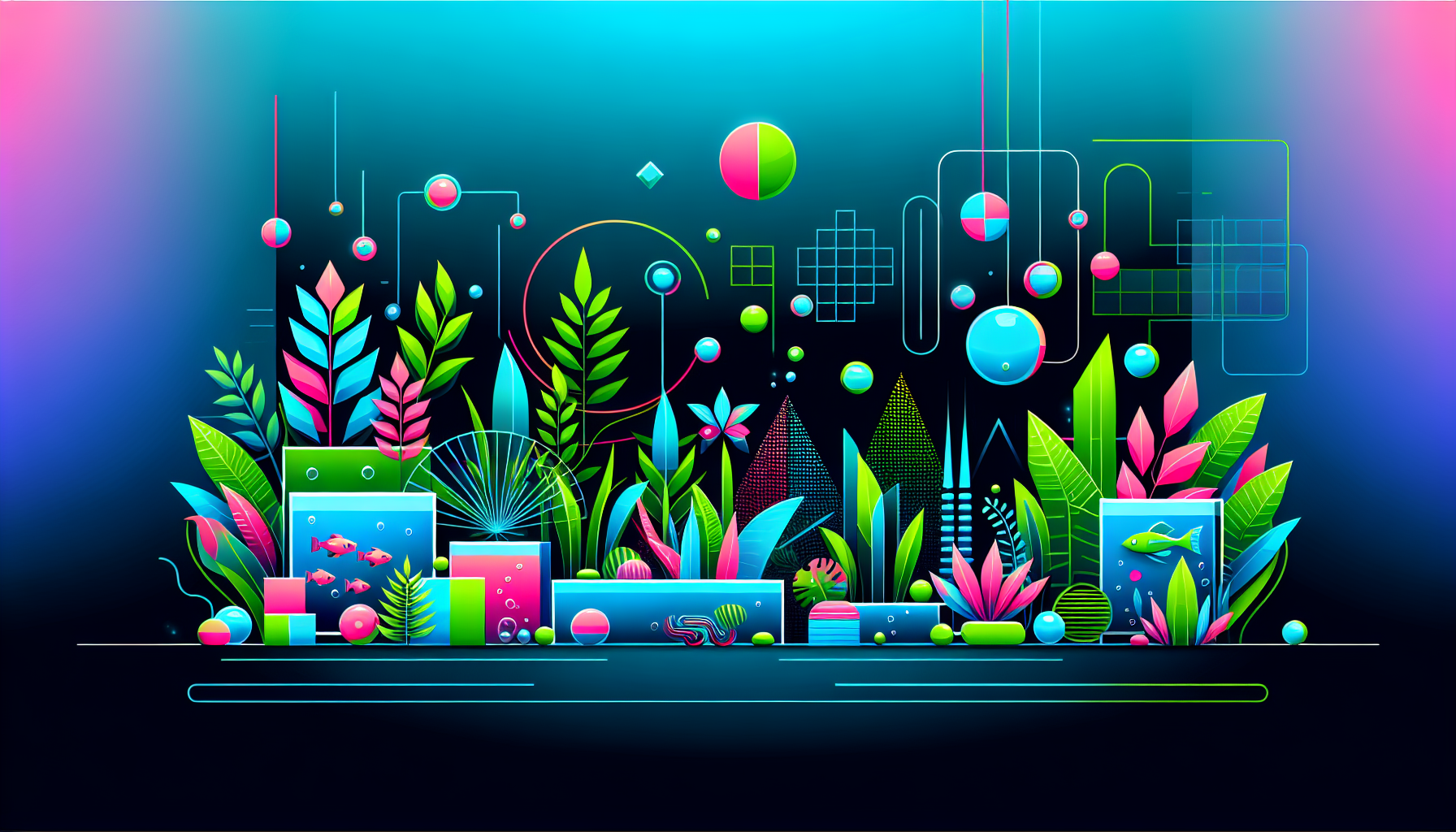 Modern flat design aquascaping illustration for undefined
