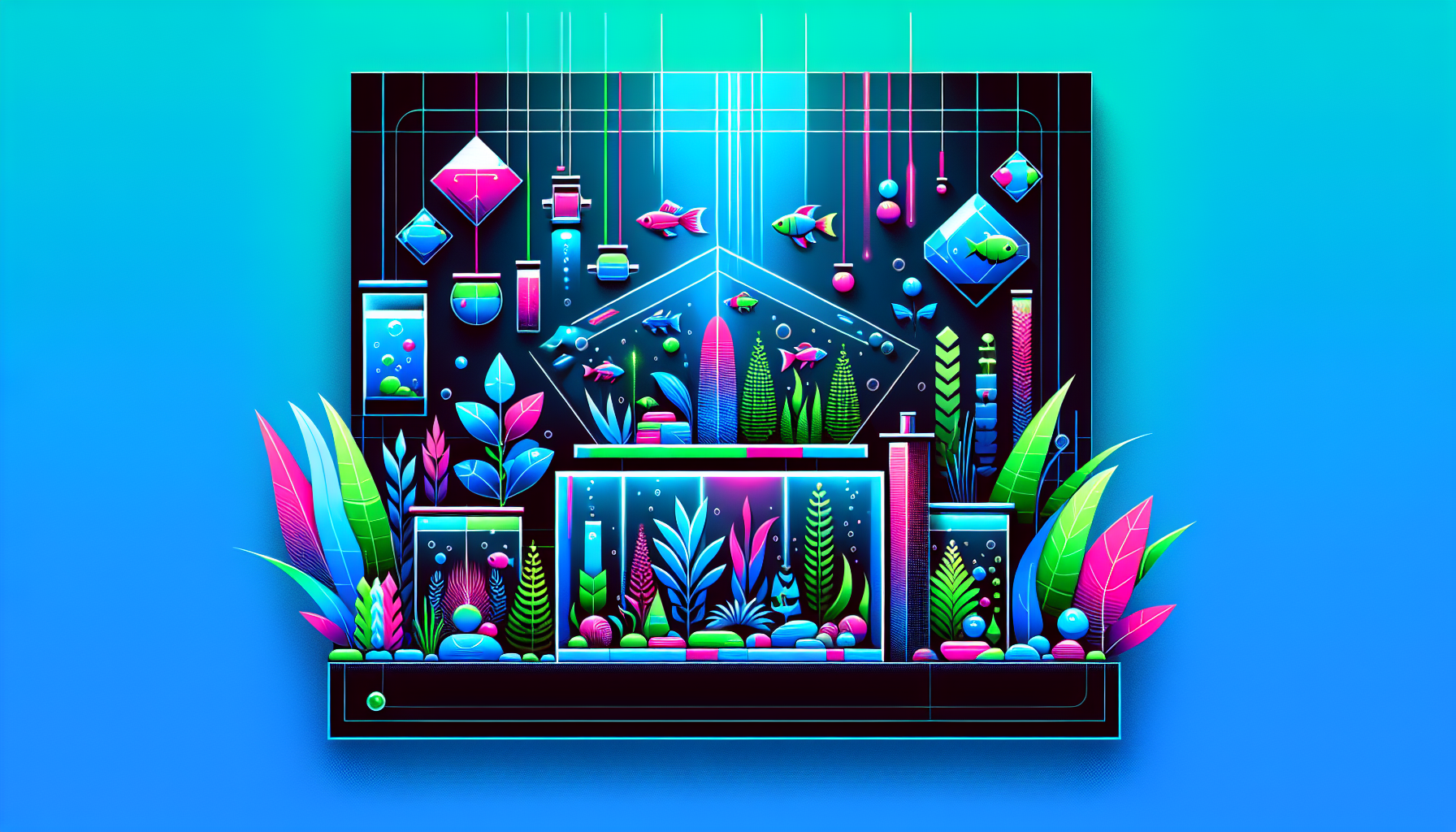 Modern flat design aquascaping illustration for undefined