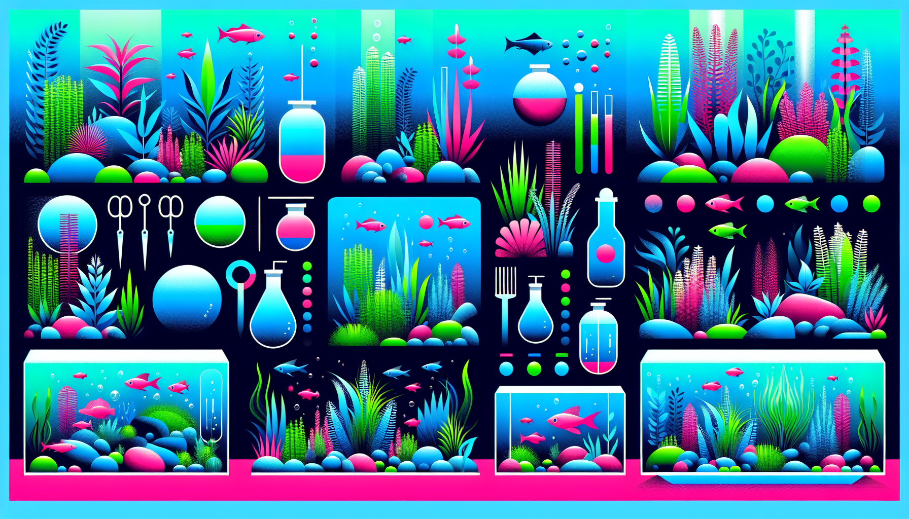 Modern flat design aquascaping illustration for undefined