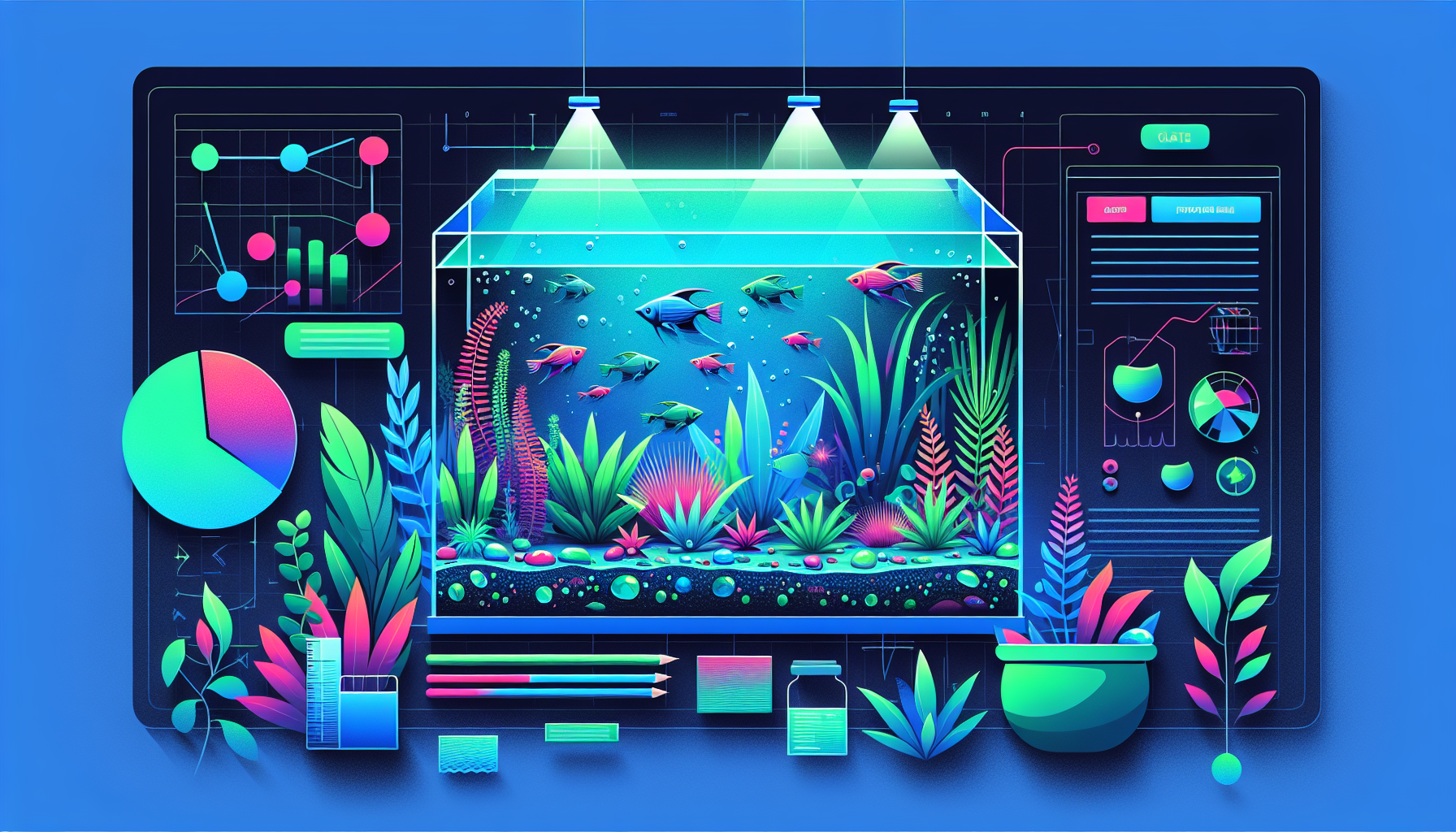 Modern flat design aquascaping illustration for undefined