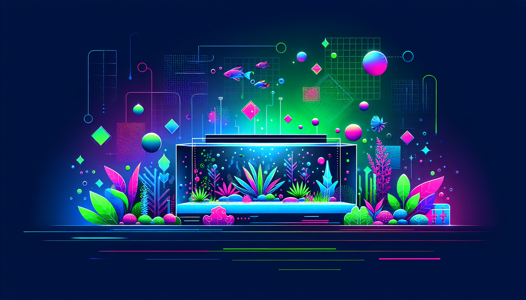 Modern flat design aquascaping illustration for undefined