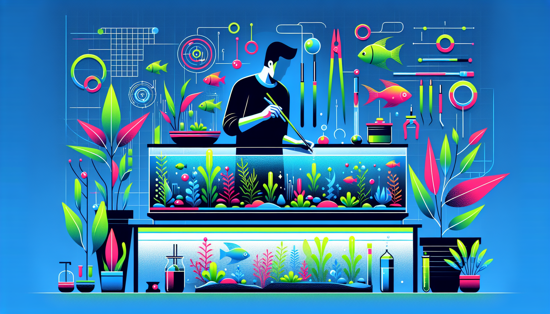 Modern flat design aquascaping illustration for undefined