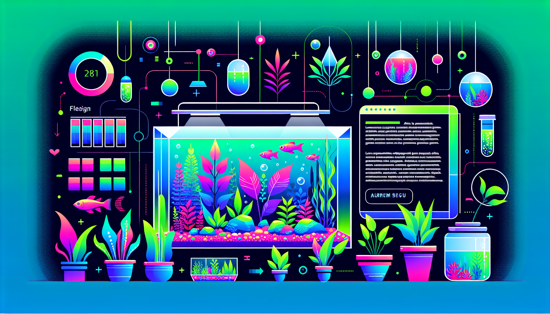 Modern flat design aquascaping illustration for undefined