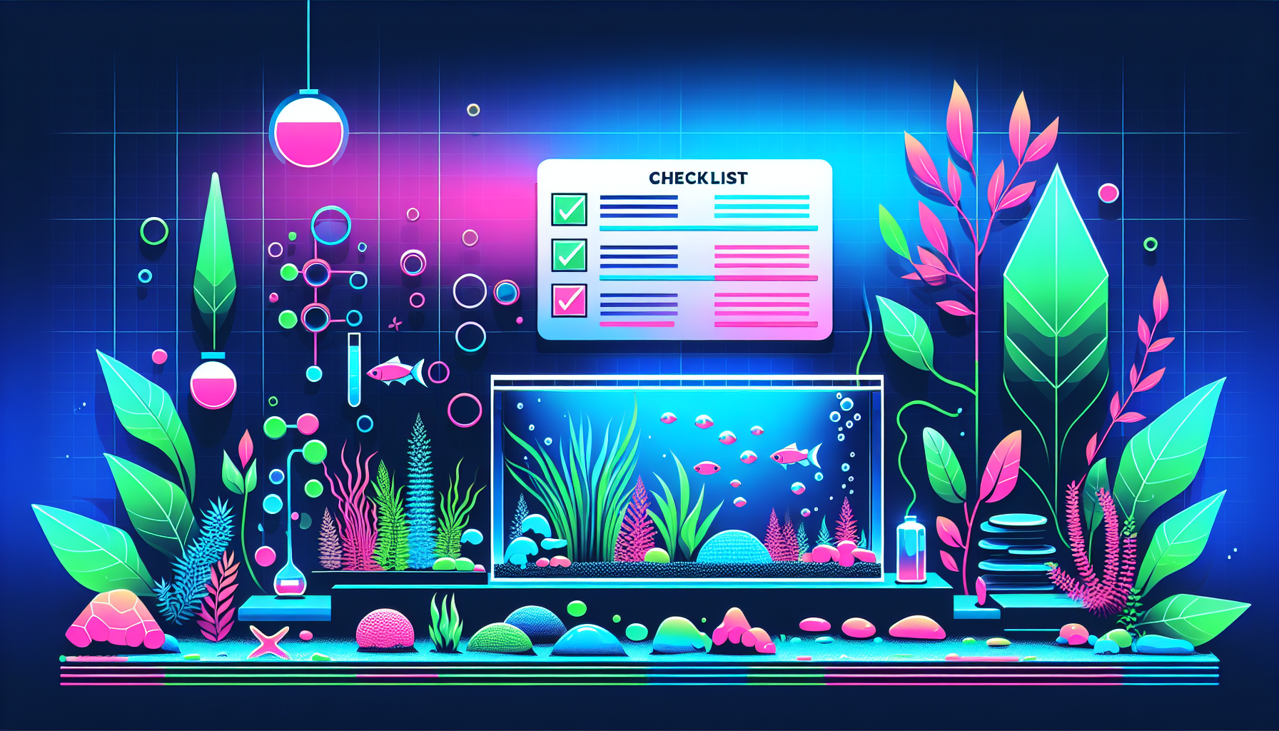 Modern flat design aquascaping illustration for undefined