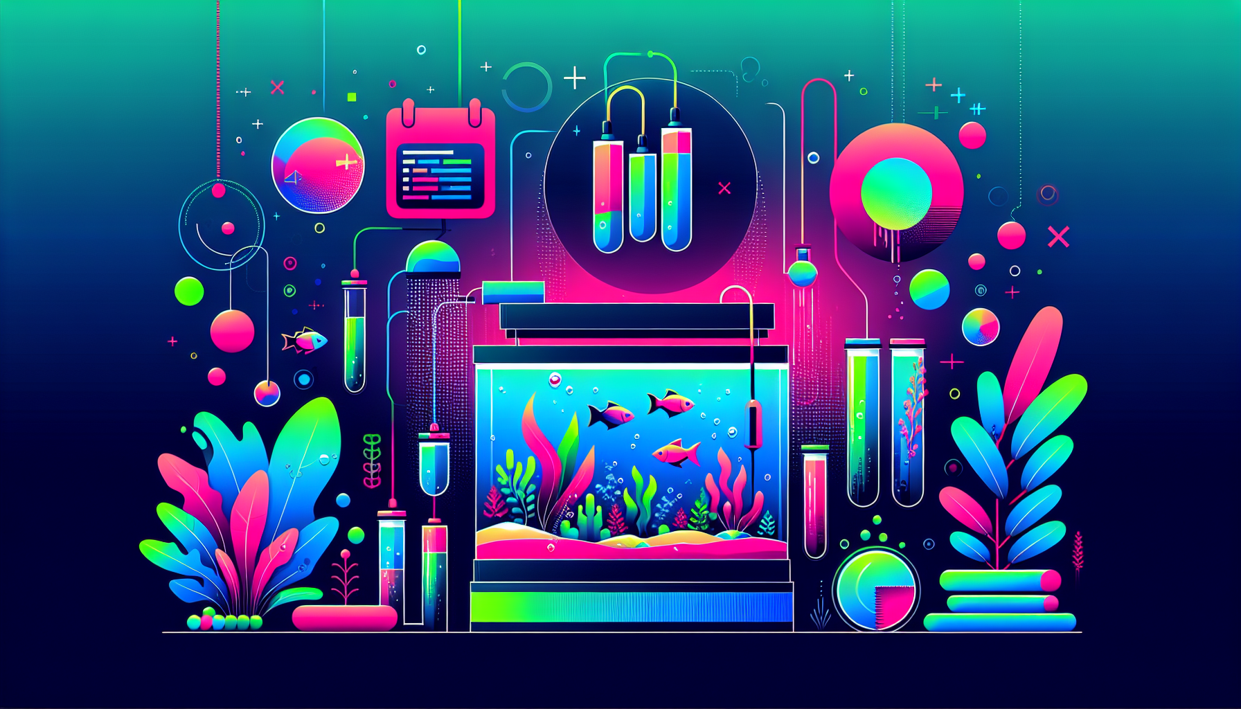 Modern flat design aquascaping illustration for undefined