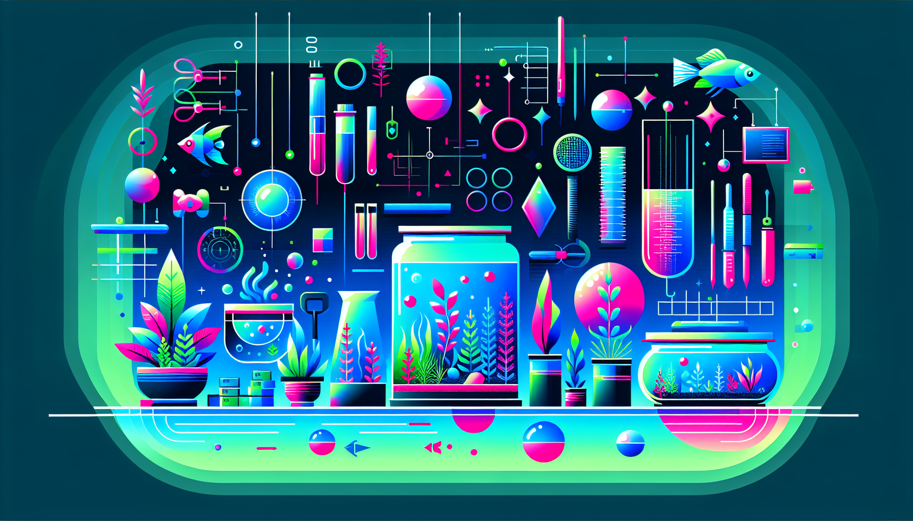 Modern flat design aquascaping illustration for undefined