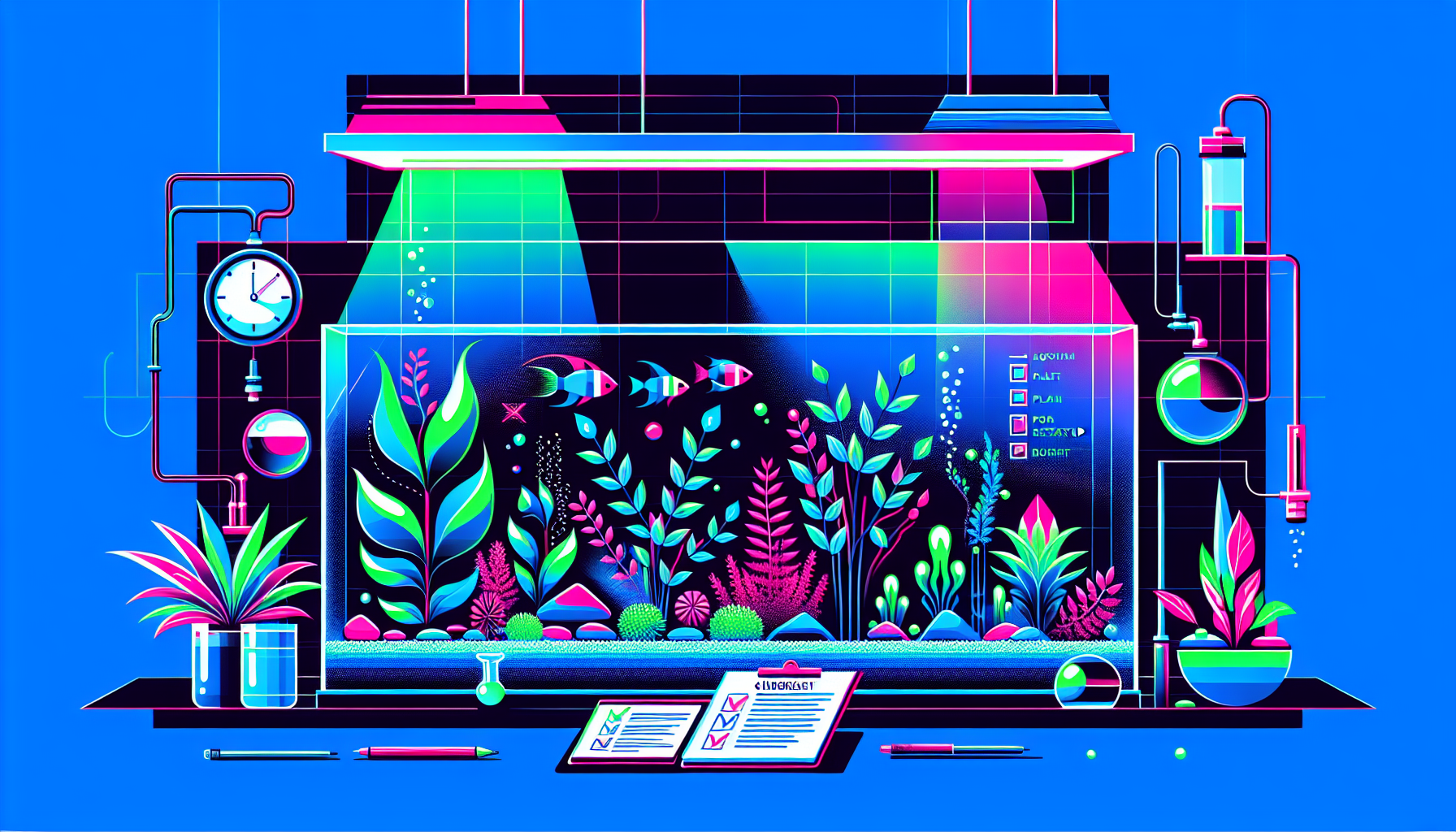 Modern flat design aquascaping illustration for undefined
