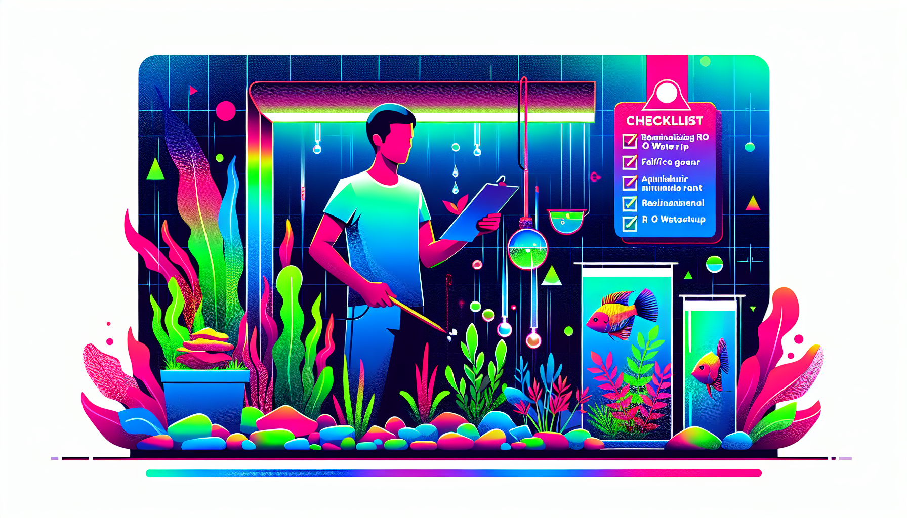 Modern flat design aquascaping illustration for undefined