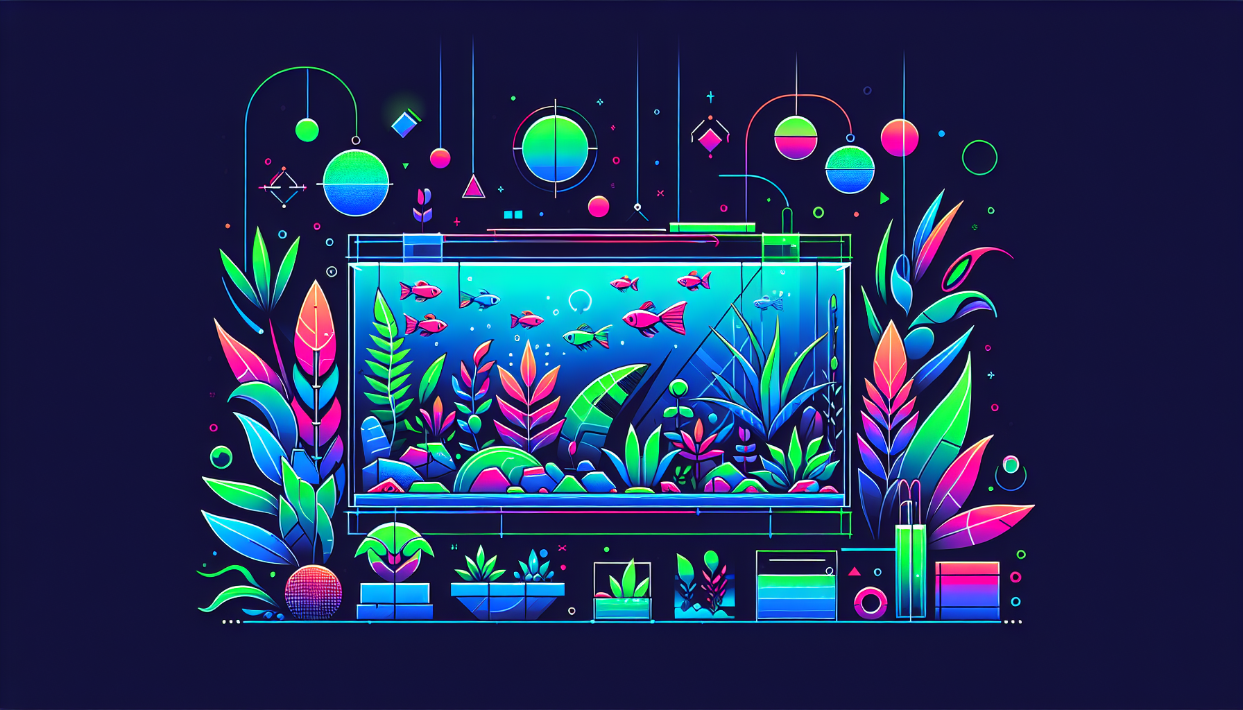 Modern flat design aquascaping illustration for undefined