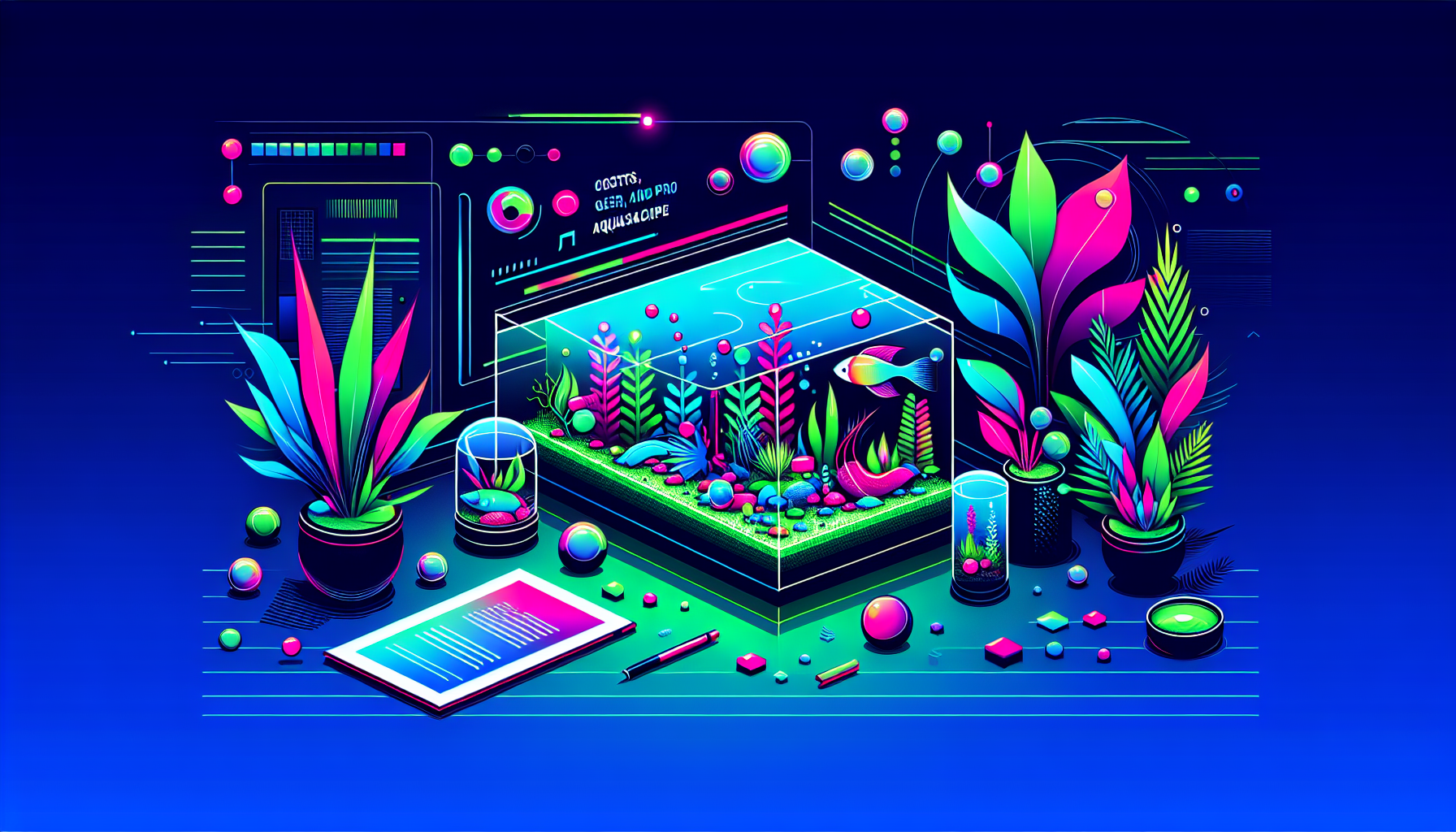 Modern flat design aquascaping illustration for undefined