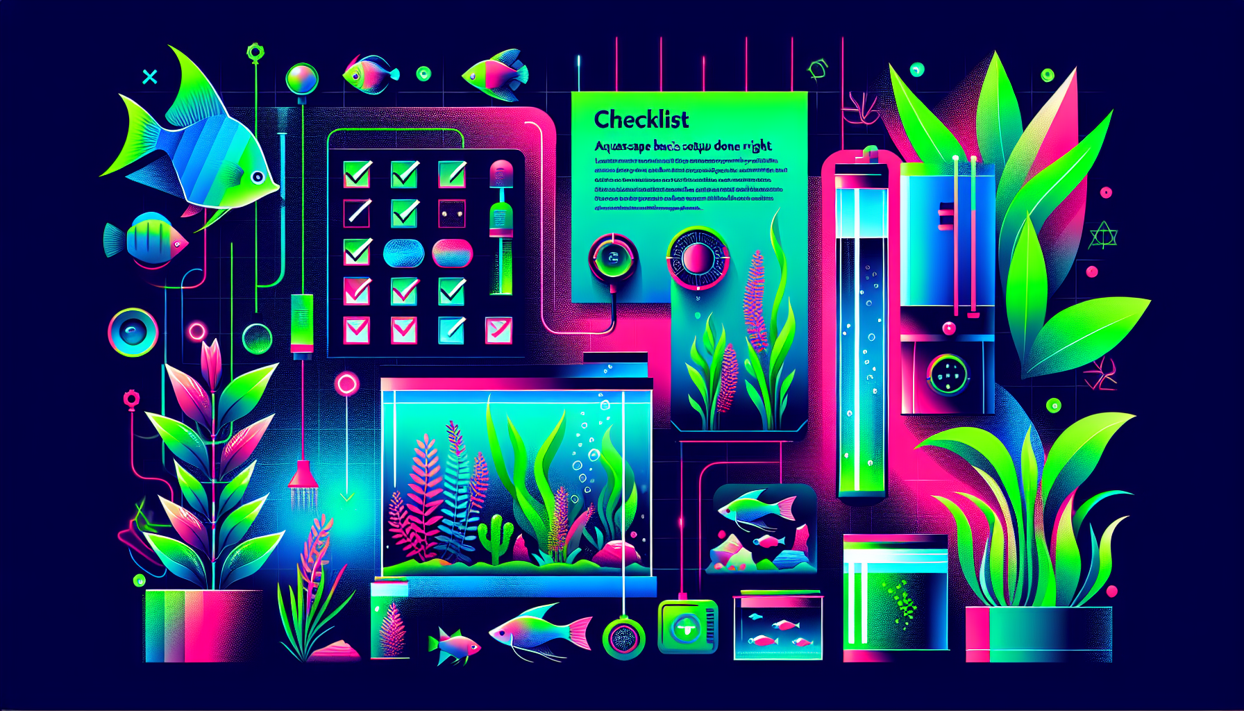 Modern flat design aquascaping illustration for undefined