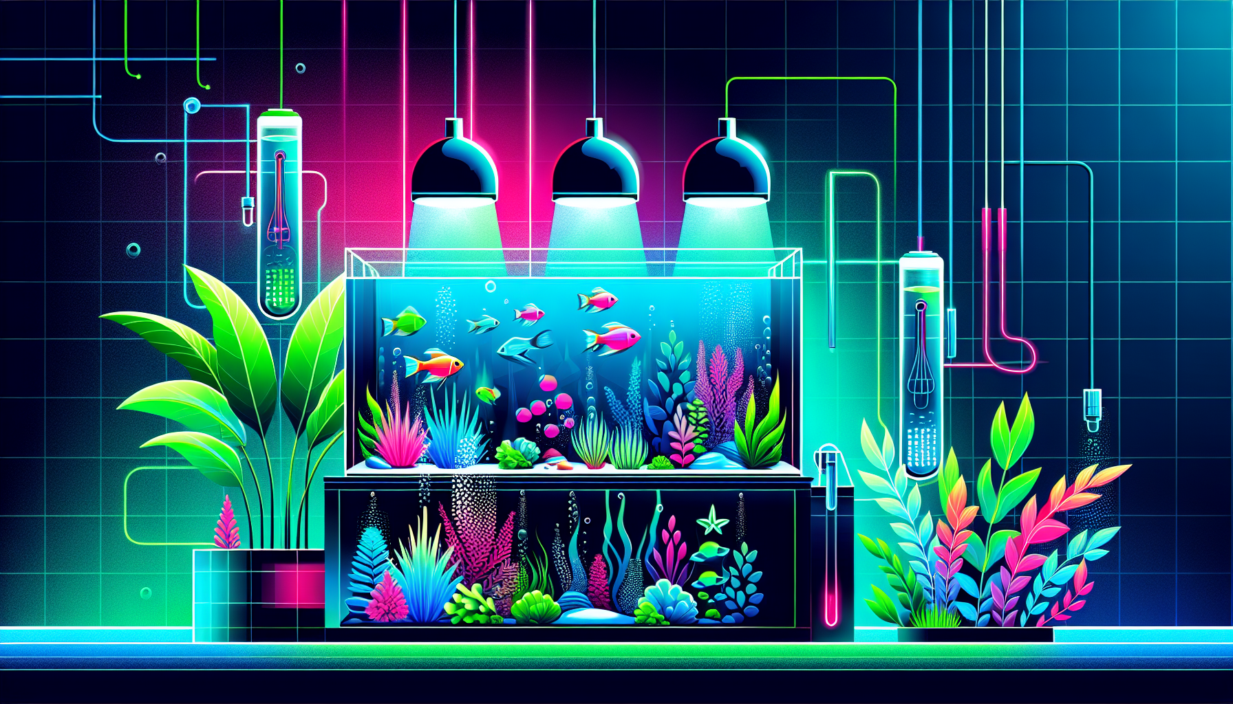 Modern flat design aquascaping illustration for undefined