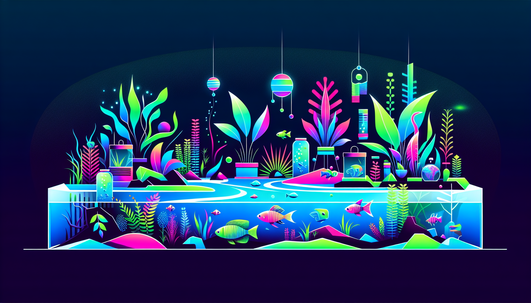 Modern flat design aquascaping illustration for undefined