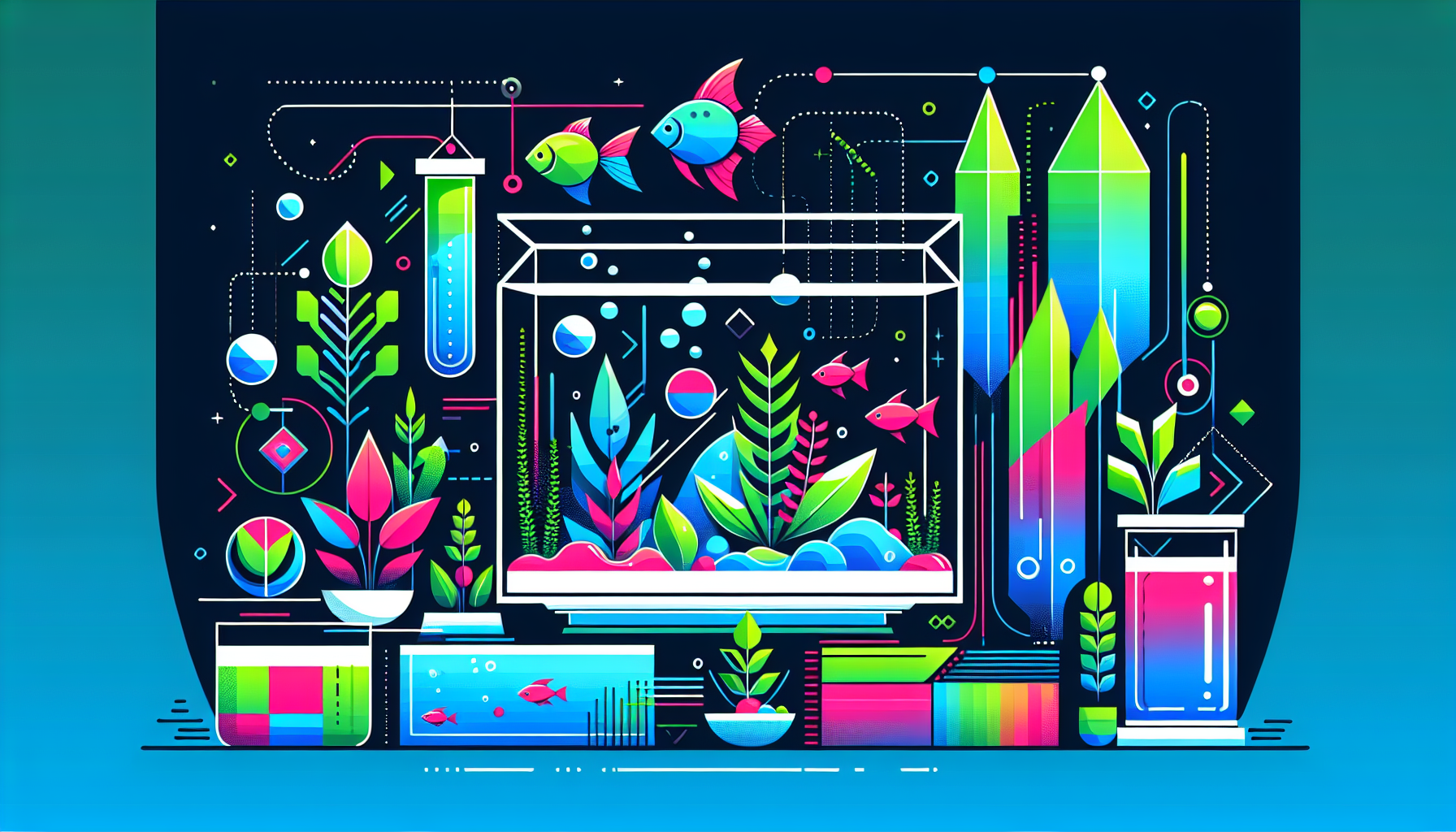 Modern flat design aquascaping illustration for undefined