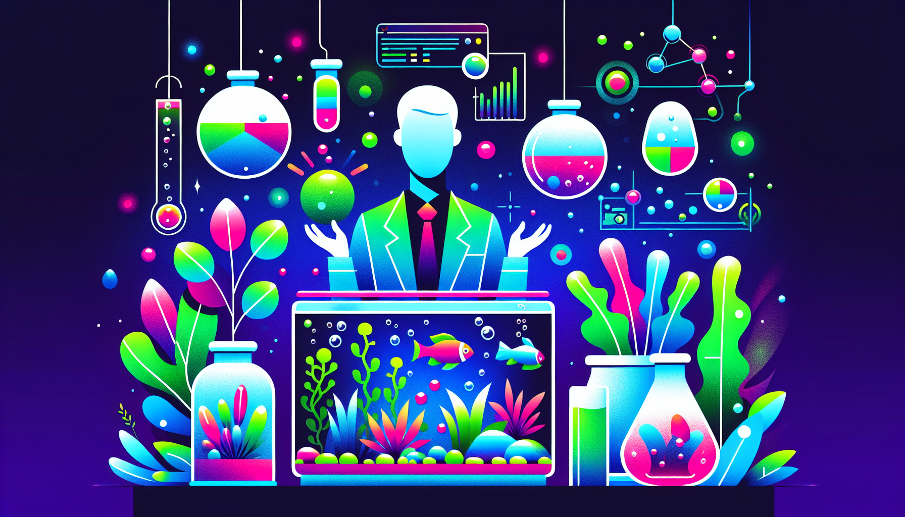 Modern flat design aquascaping illustration for undefined