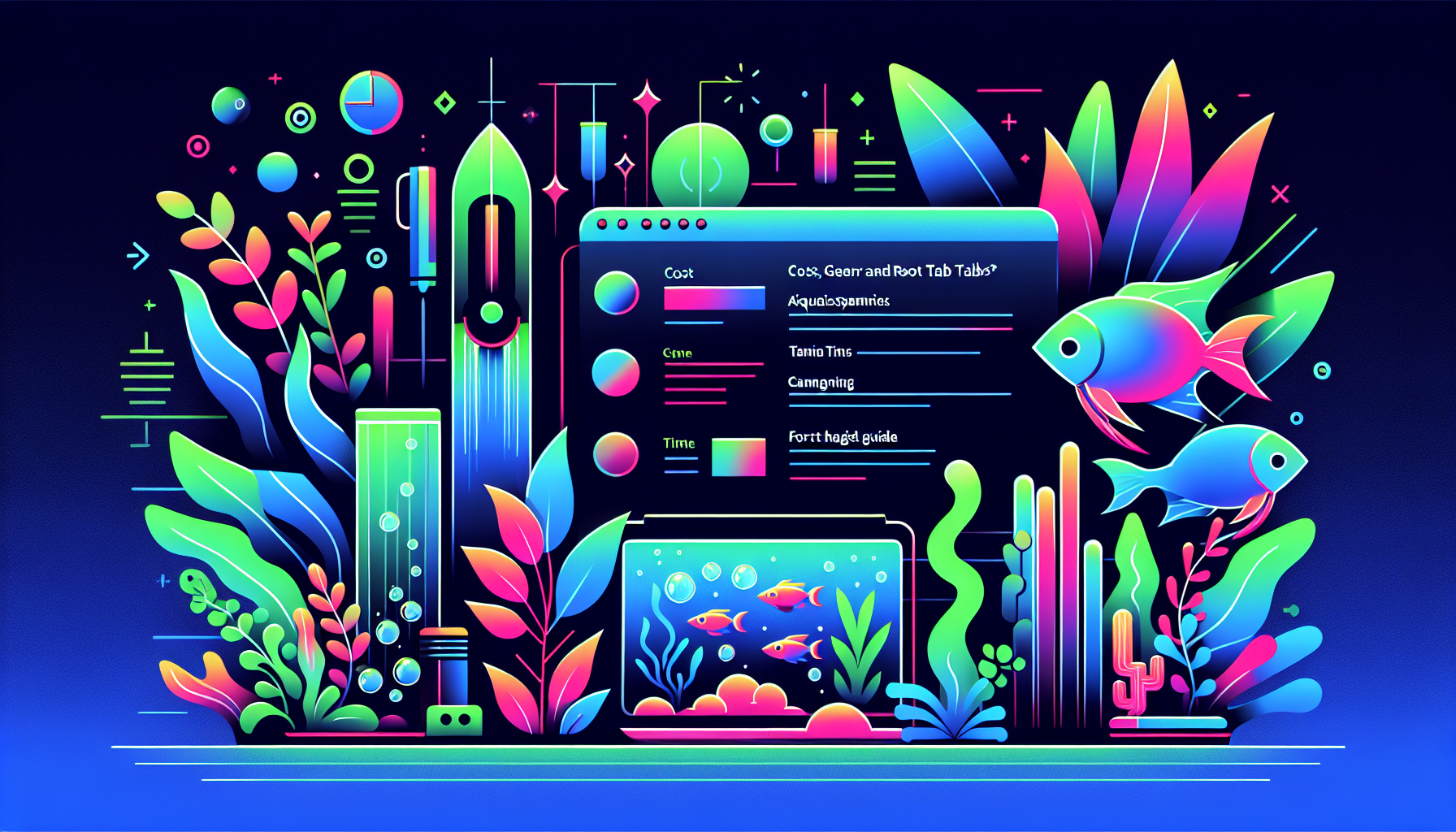Modern flat design aquascaping illustration for undefined