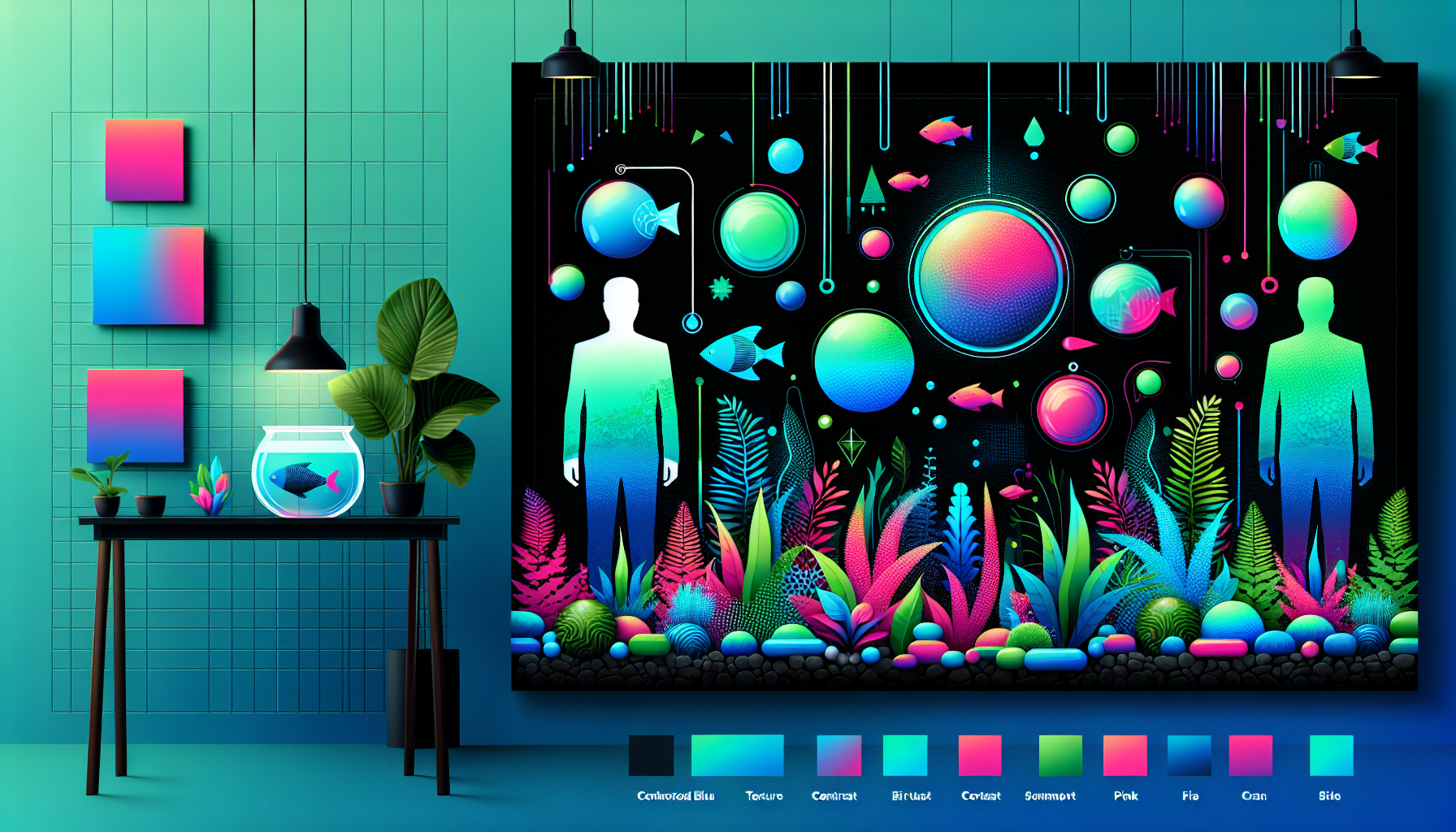 Modern flat design aquascaping illustration for undefined