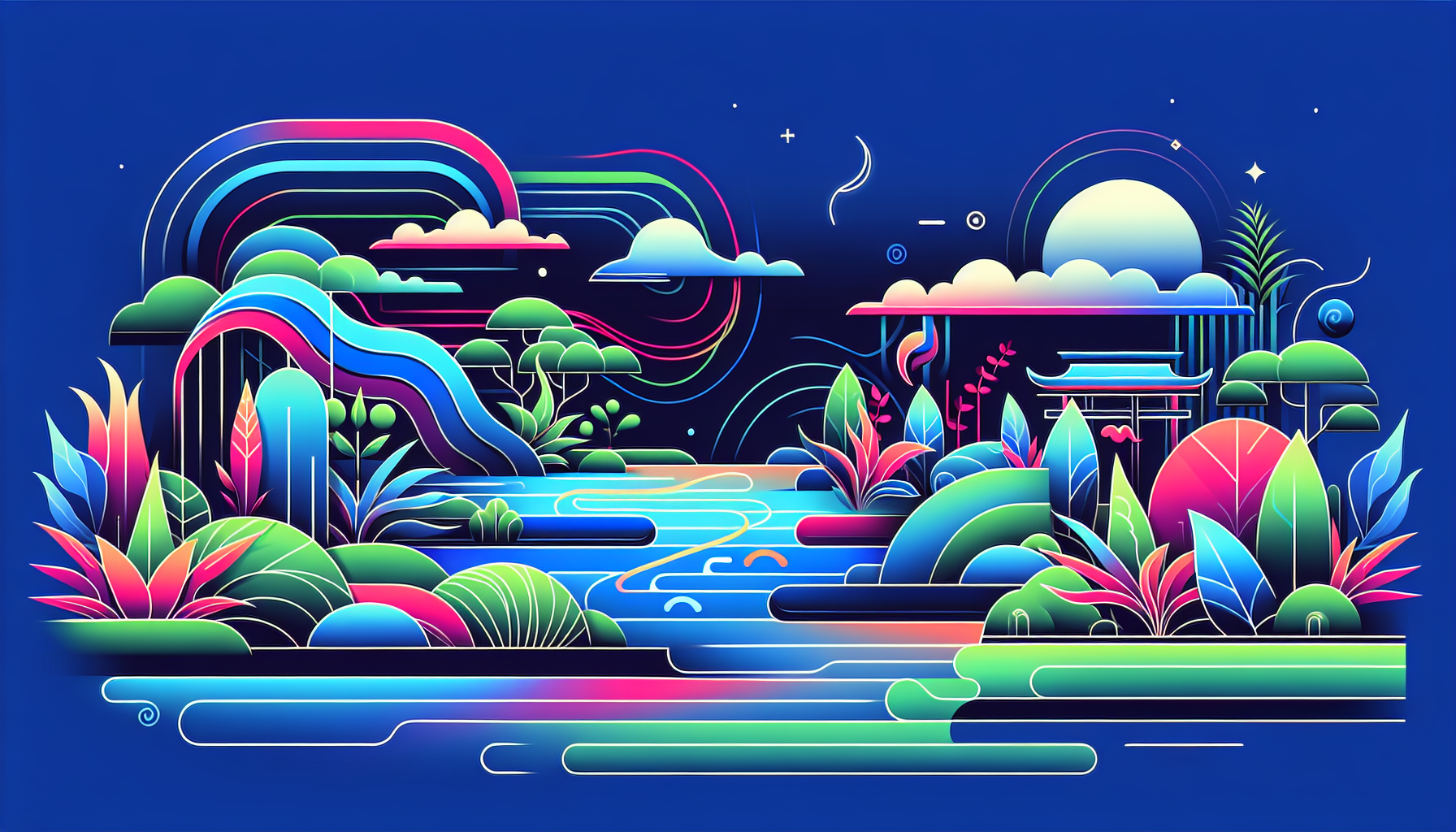 Modern flat design aquascaping illustration for undefined