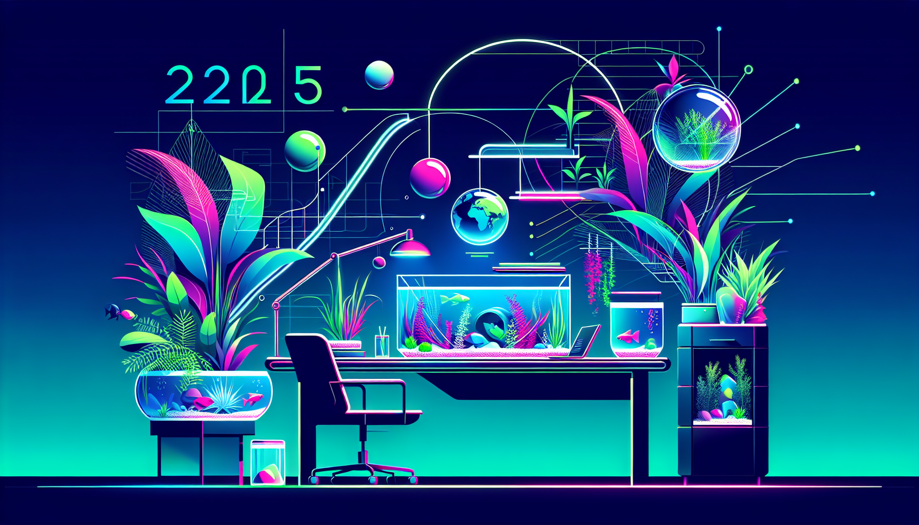 Modern flat design aquascaping illustration for undefined