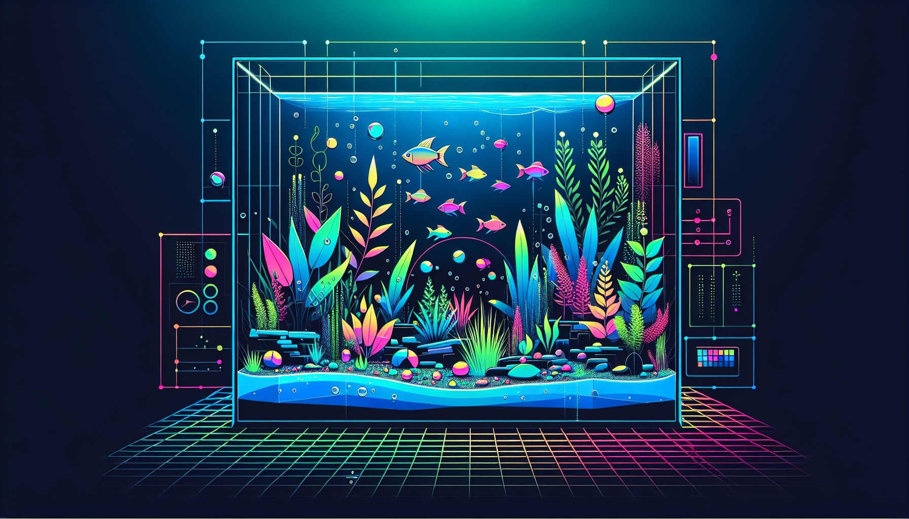 Modern flat design aquascaping illustration for undefined