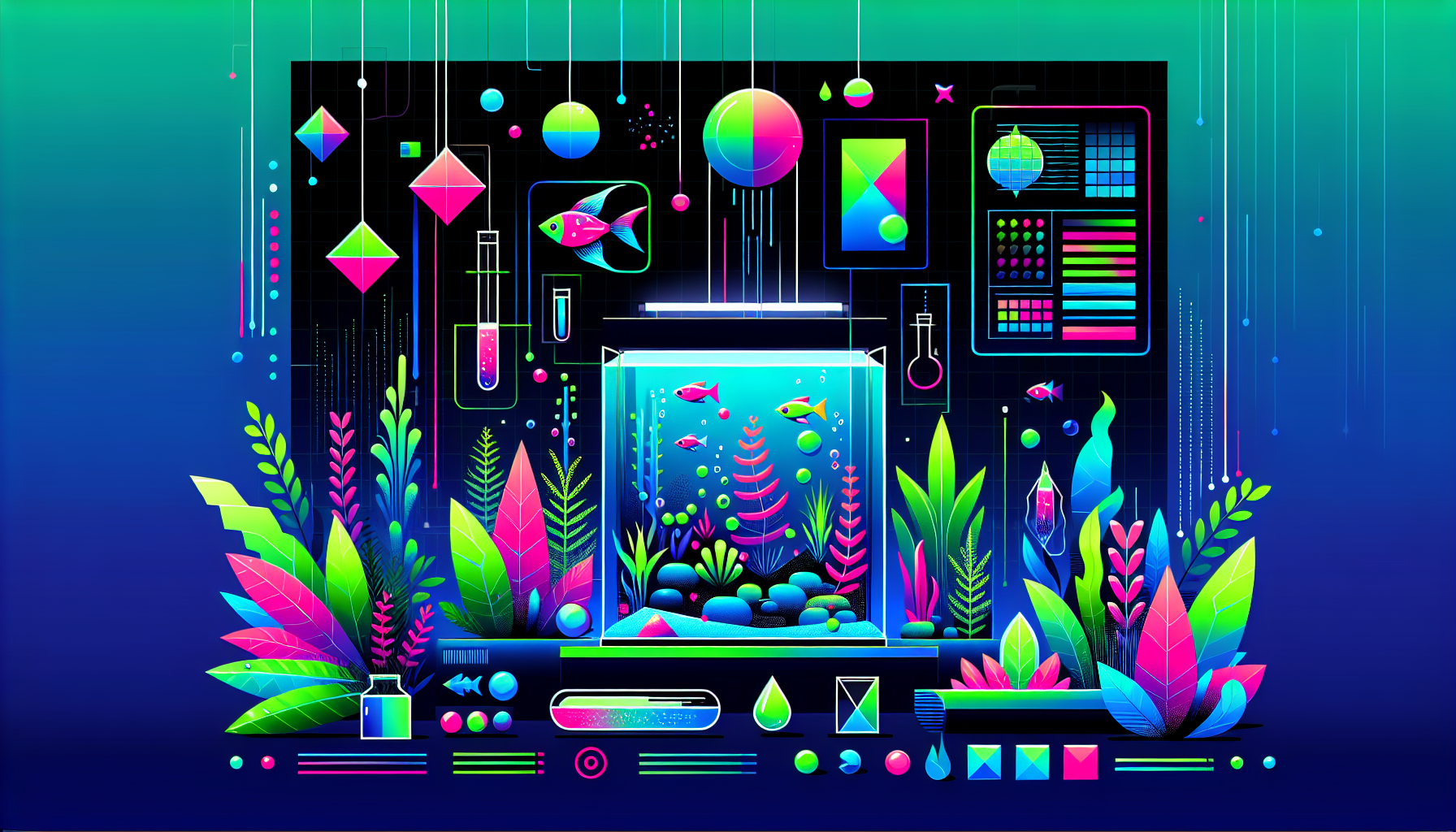 Modern flat design aquascaping illustration for undefined